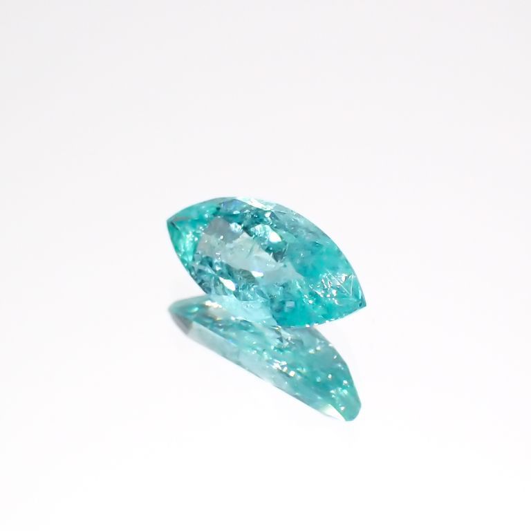 パライバトルマリン(宝石名トルマリン/別名パライバ・トルマリン)ブラジル・キントス鉱山産 0.497ct ソ付(宝貴協)[221018746]8.3x3.9mm前後