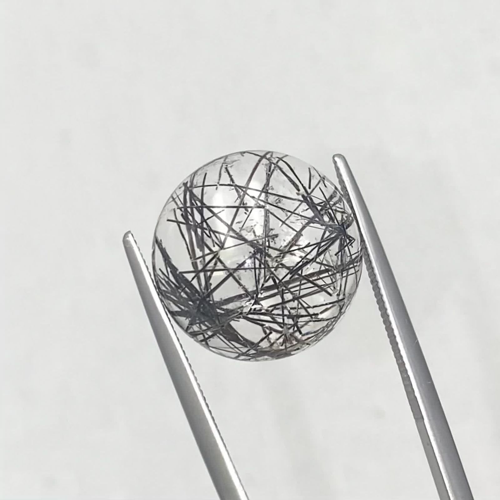 ブラックトルマリンインクォーツ ブラジル産 11.54ct / 14.9x14.9mm