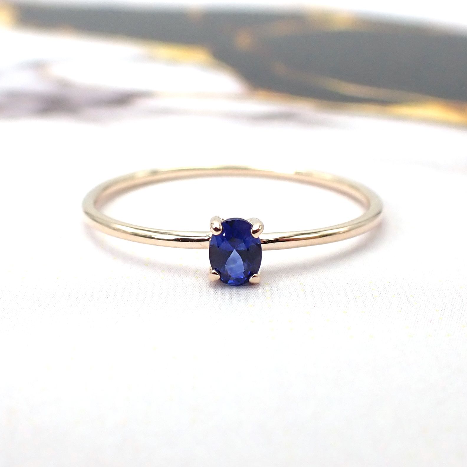 リング空枠：石留め▶サファイア（お客様製作例）
