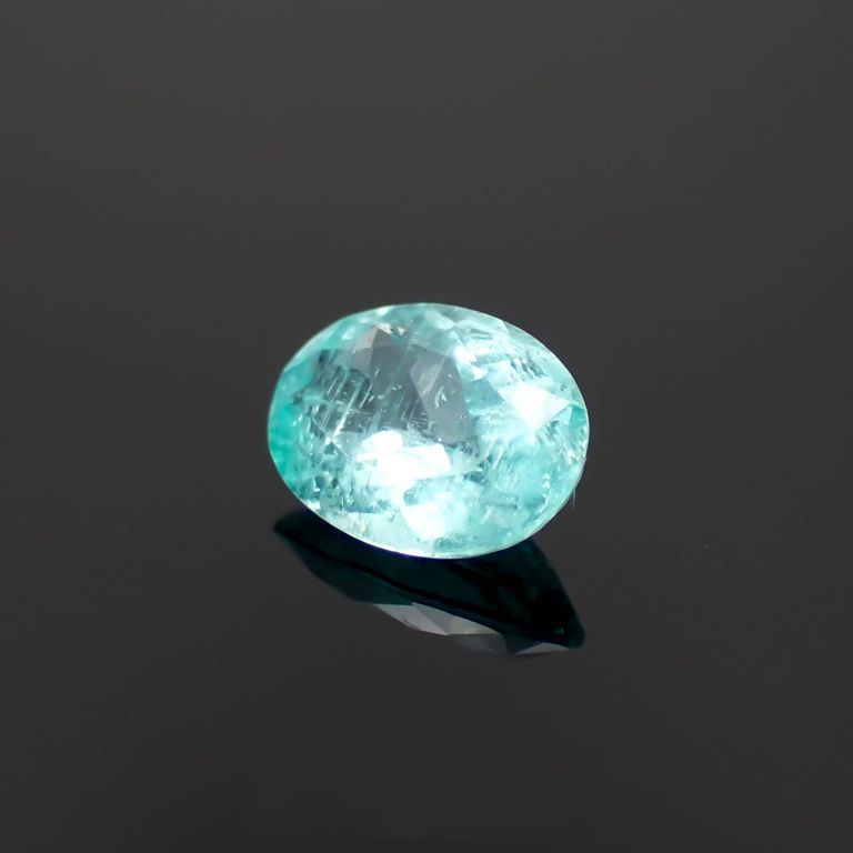 パライバトルマリン(宝石名トルマリン/別名パライバ・トルマリン)ブラジル・キントス鉱山産 0.477ct ソ付(宝貴協)[221018751]6.2x4.6mm前後