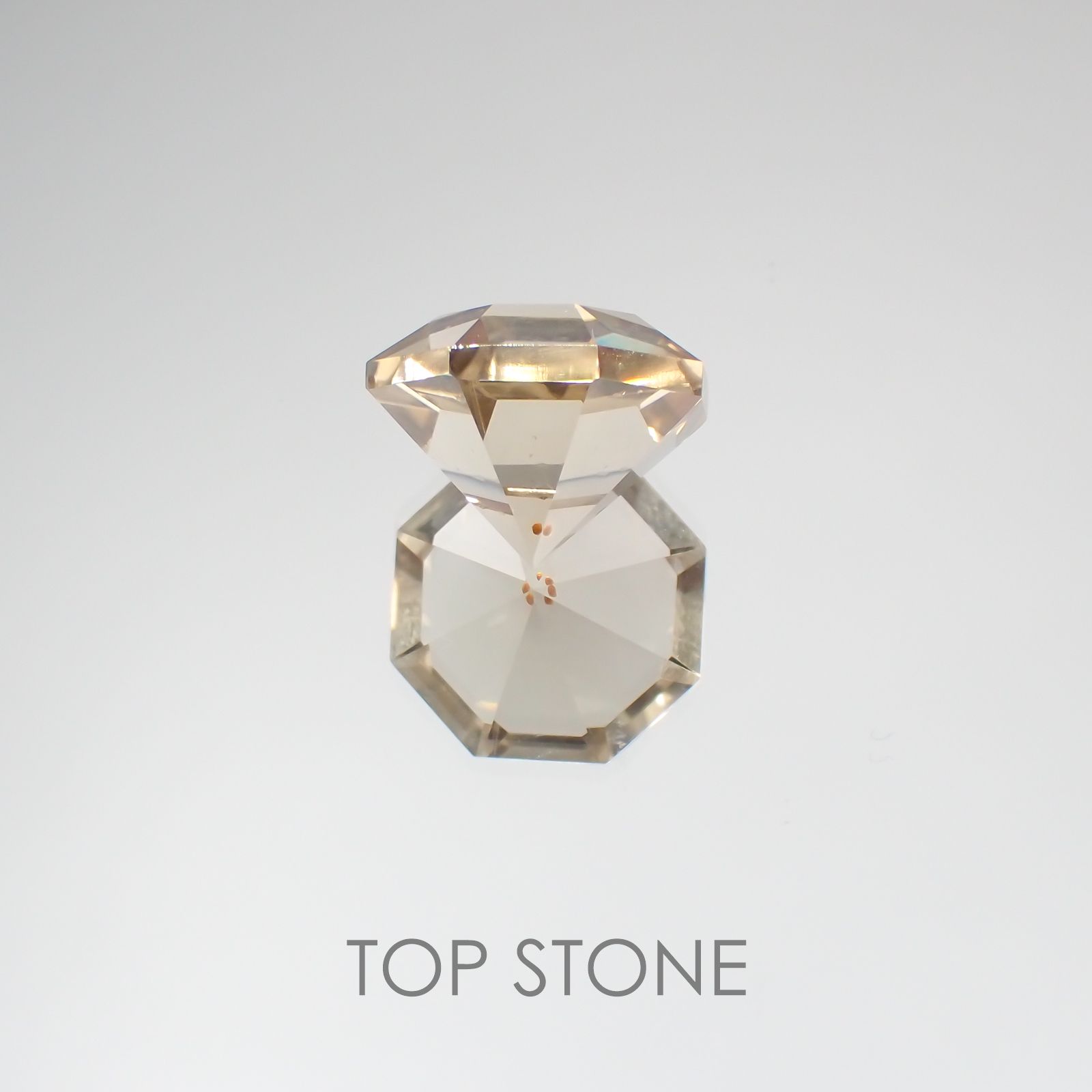 ◇オクタゴンカット◇ガーネットインスモーキークォーツ ブラジル産 11.28ct[210410528]13.9×14.1mm前後