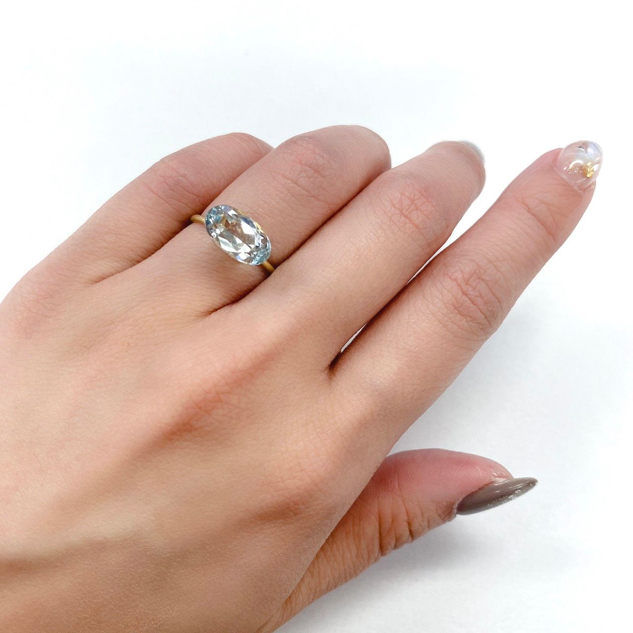 アベンチュリンアクアマリン(宝石名アクアマリン) ナイジェリア産 2.81ct 識別済[210712971]11.5×6.7mm前後