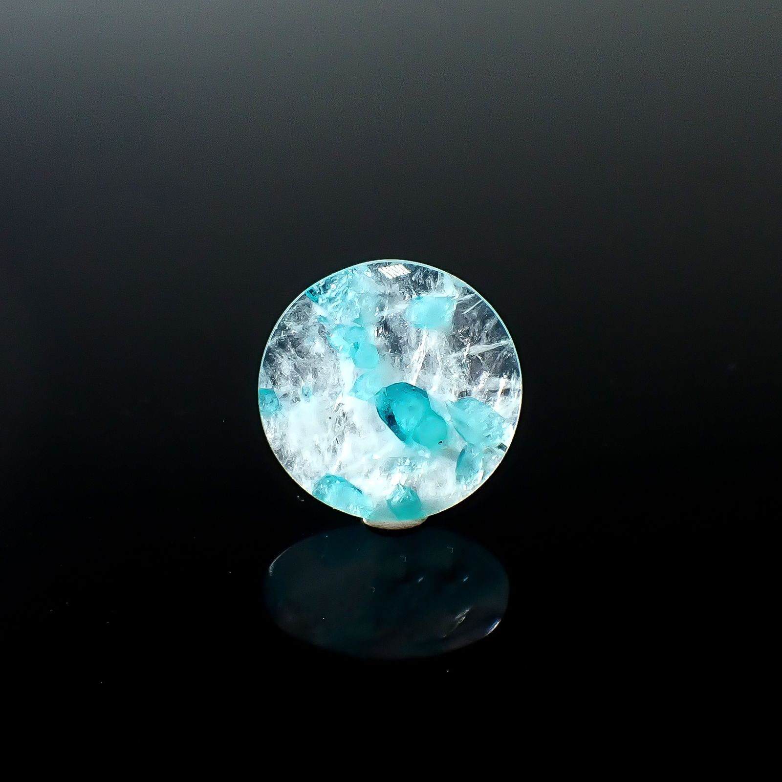 ◇リバーシブル◇パライバトルマリンインクォーツ ブラジル産 3.83ct / 14x14mm前後 [251031350]