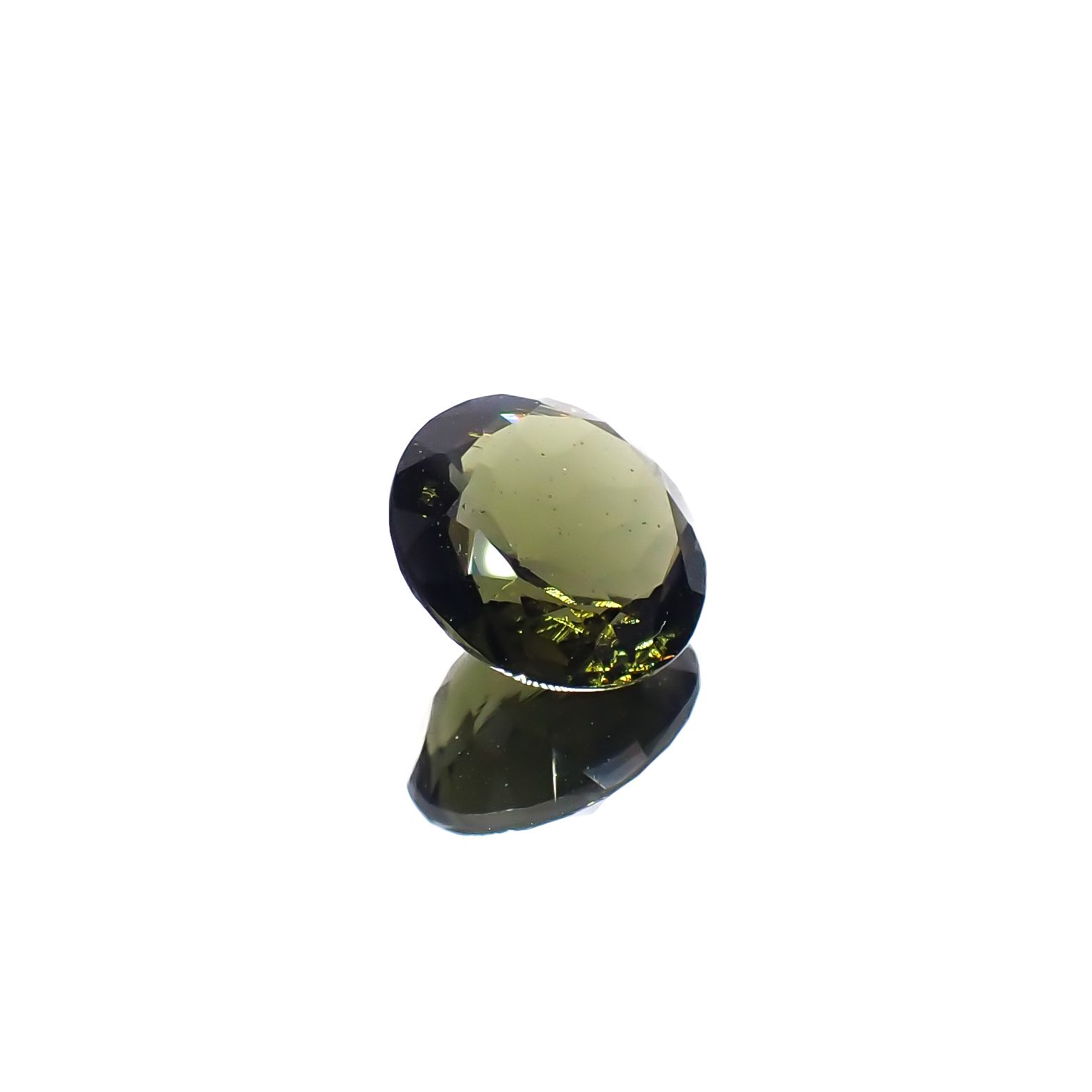 モルダバイト(宝石名モルダバイト)発見地：旧チェコスロバキア 4.87ct 識別済[231224827]11.9x11.9mm前後