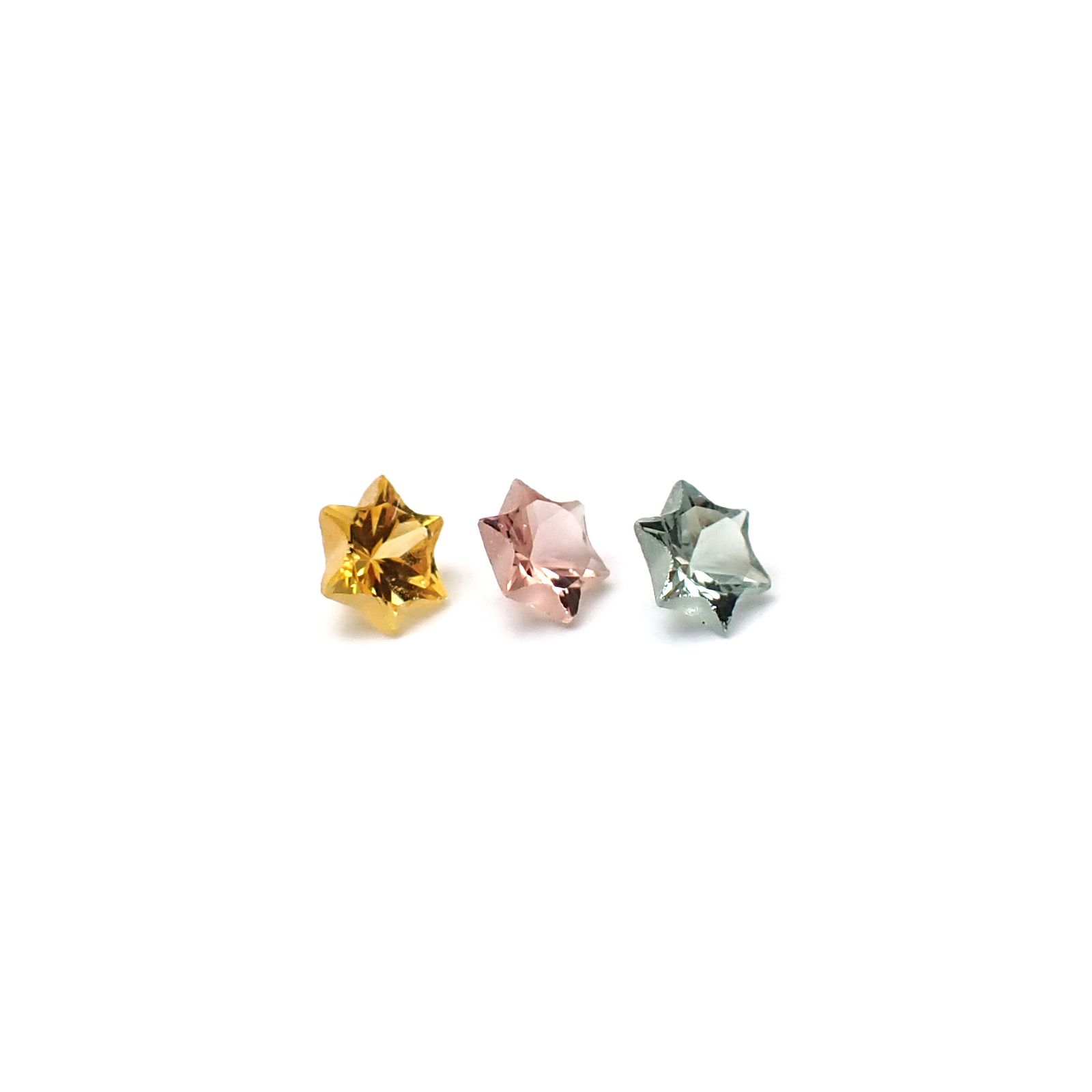 ◇カスタムカット◇サファイア カラーグラデーション3個セット スリランカ/マダガスカル産 0.26ct(3pcs合計) / 3x3mm前後 [260632324]