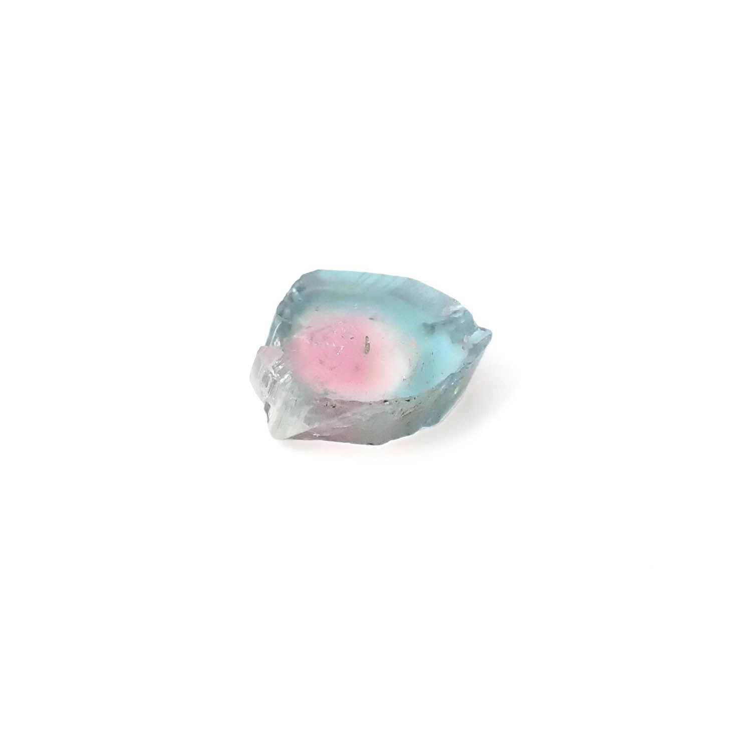 ウォーターメロントルマリン 原石スライス アフガニスタン産 1.65ct [250430215]7.6x7.1mm前後