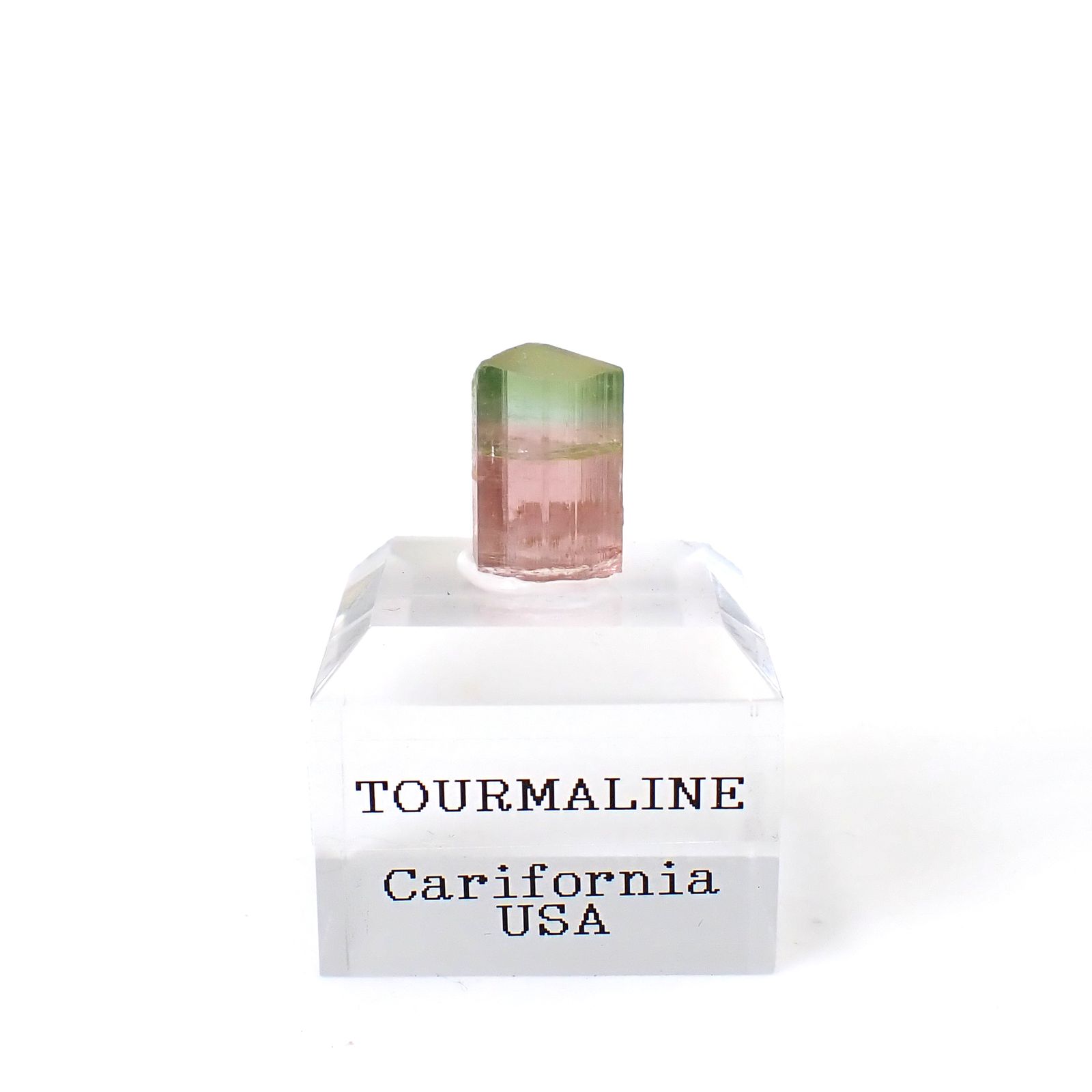 トルマリン柱状結晶原石 アメリカ・カリフォルニア州産 アクリル台座付き 9.72ct(1.94g) / 8.5x8.7x13.3mm前後 [260632361]