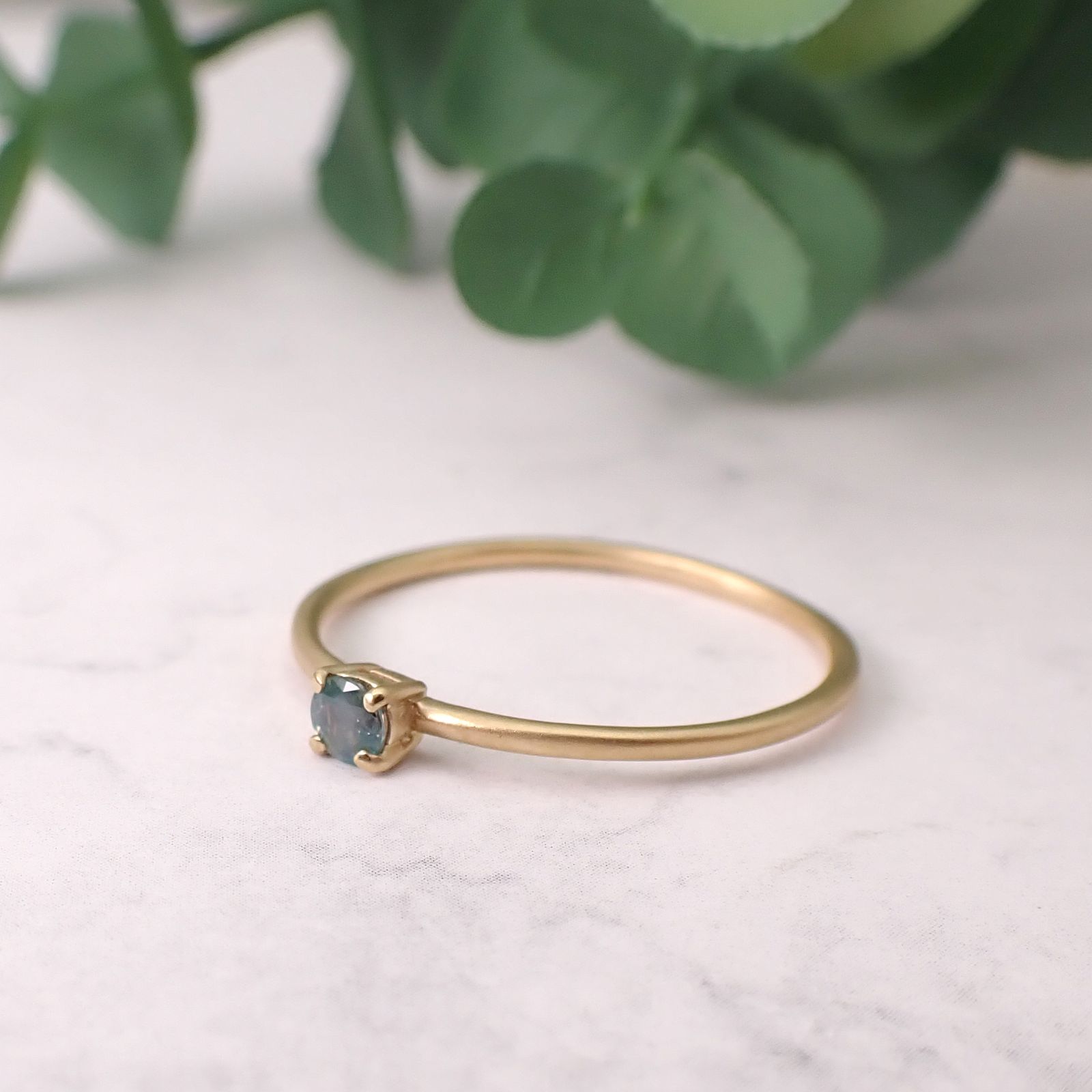 リング空枠：石留め▶アレキサンドライトキャッツアイ（お客様製作例）