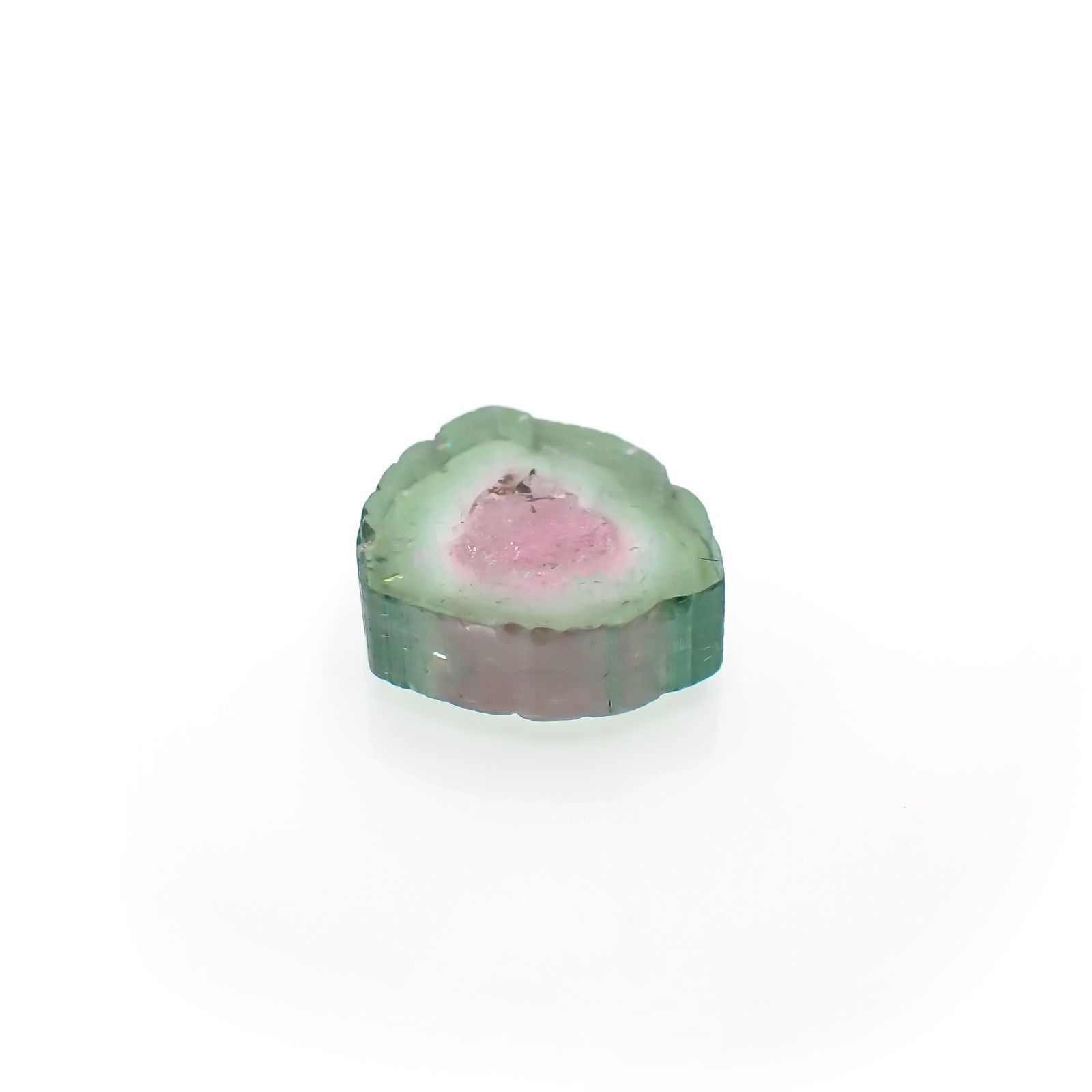 ウォーターメロントルマリン 原石スライス コンゴ民主共和国産 4.70ct / 11.5x10.7mm前後 [251018612]