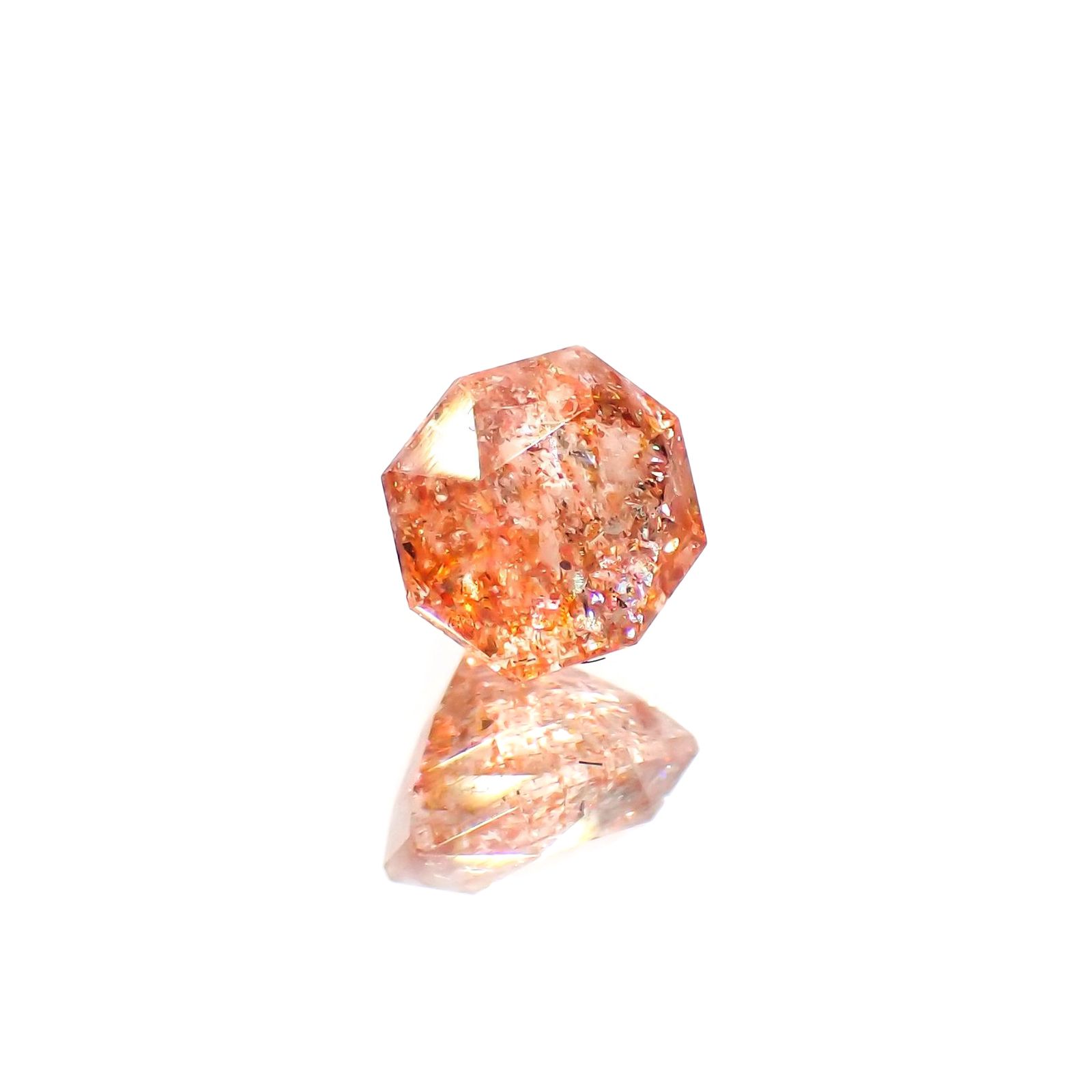 ◇オクタゴンカット◇イリュージョンサンストーン インド産 0.56ct / 5.2x4.8mm前後 [260215492]