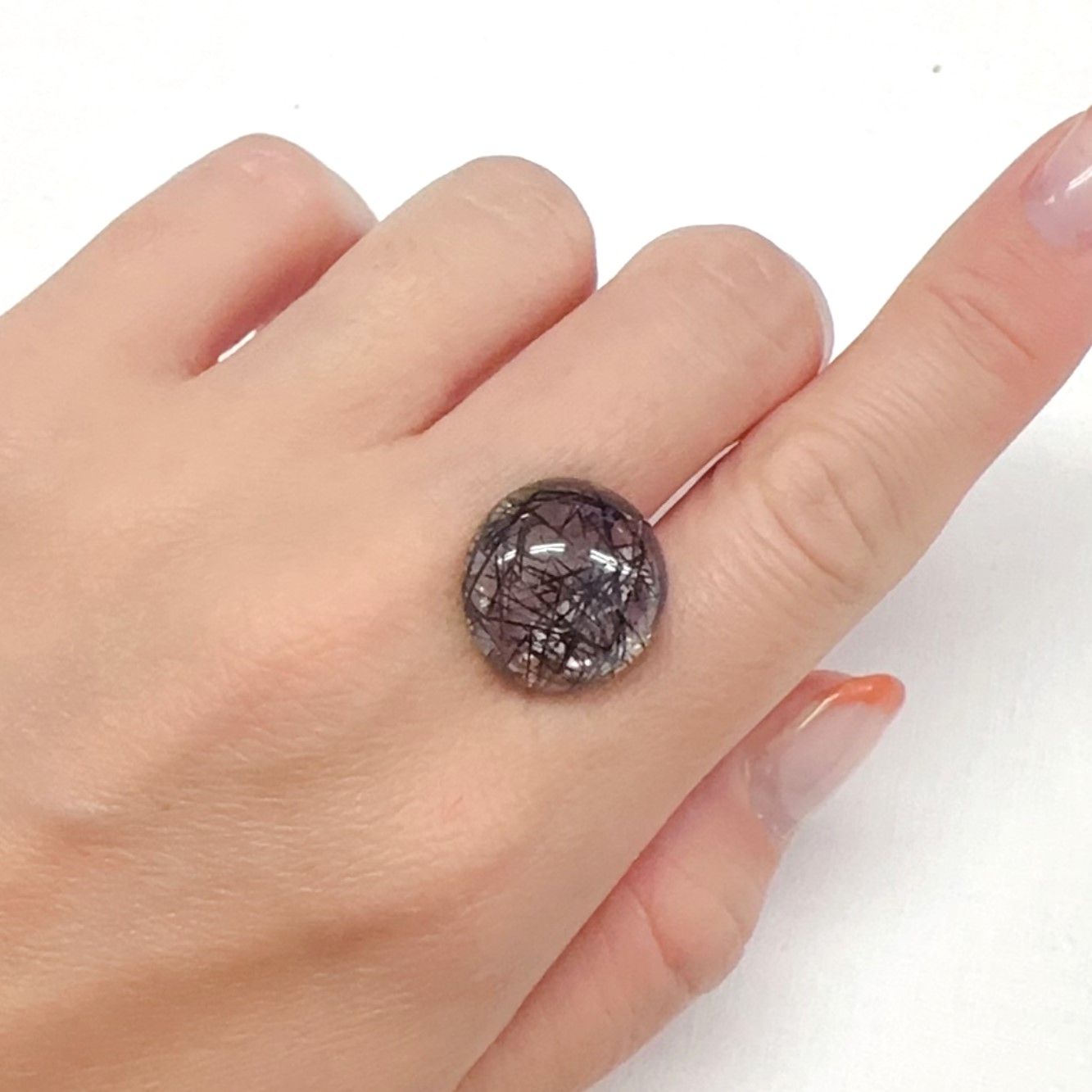 ブラックトルマリンインクォーツ ブラジル産 17.26ct[240427061]17x17mm前後