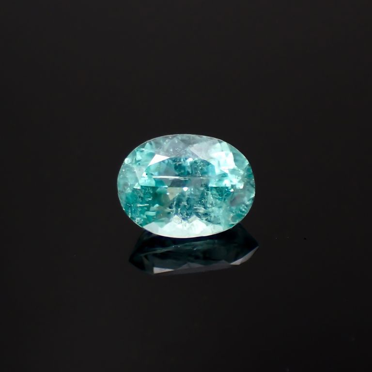 パライバトルマリン(宝石名トルマリン/別名パライバ・トルマリン)ブラジル・キントス鉱山産 0.642ct ソ付(宝貴協)[221018738]6.1x4.7mm前後