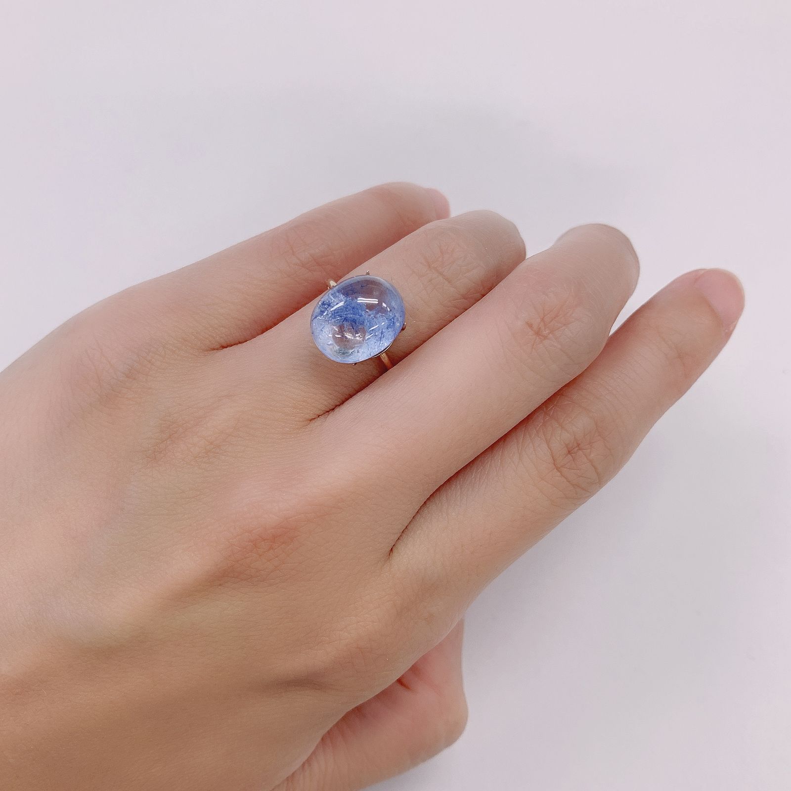 デュモルチェライトインクォーツ ブラジル産 6.53ct[210813178]12.7×10.2mm前後