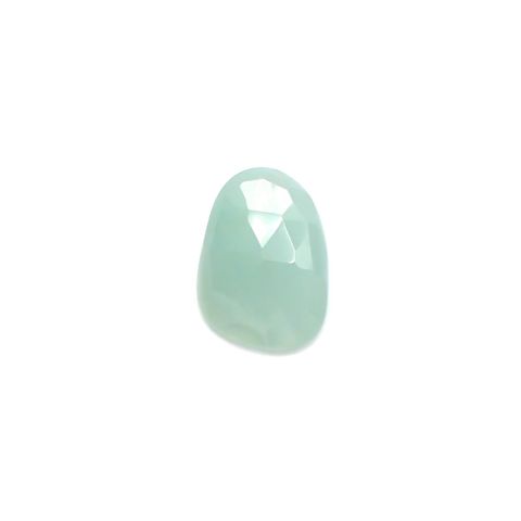 ◇フリーフォーム・ローズカット◇アクアプレーズ(宝石名ブルー グリーン・カルセドニー)南アフリカ産 4.83ct 識別済[230421890]14.9x10.5mm前後