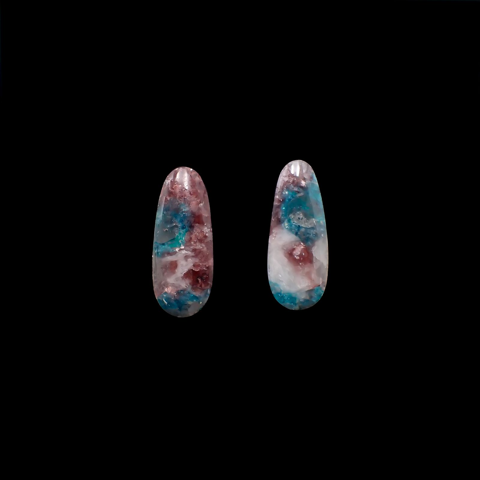 ◇リバーシブル・ペアセット◇バイカラーパライバトルマリンインクォーツ ブラジル産 12.78ct(2pcs合計)[231224453]23.8x9.6-9.7mm前後