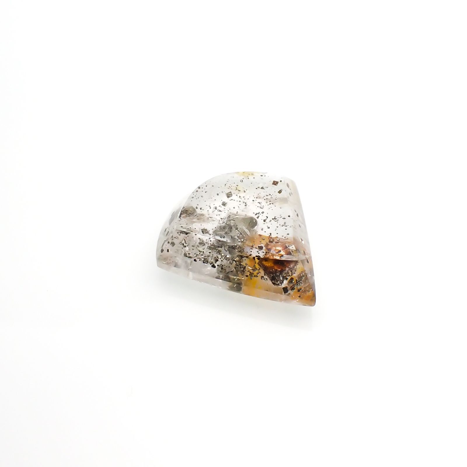 ◇カスタムカット◇パイライトインクォーツ  ブラジル産 14.59ct[220616629]20.7x18.9mm前後