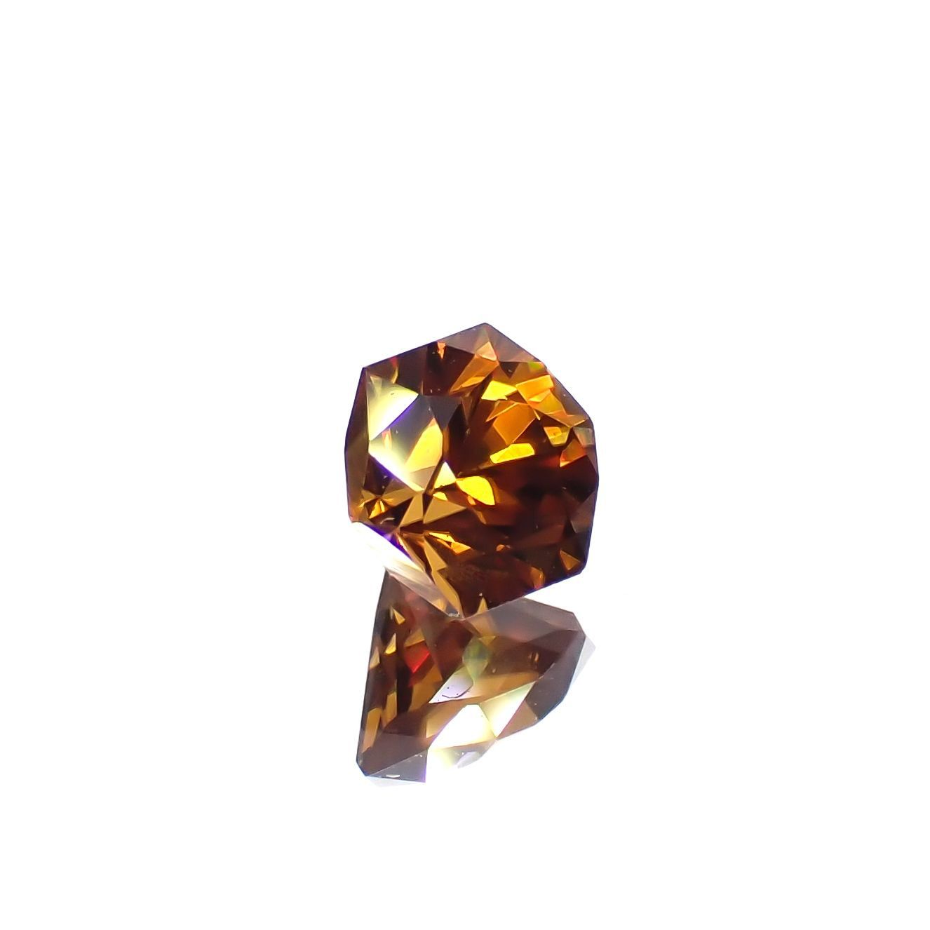 ◇ヘキサゴンカット◇オレンジジルコン(宝石名ジルコン)スリランカ/カンボジア産 0.91ct 識別済[230220701]4.8x4.8mm前後
