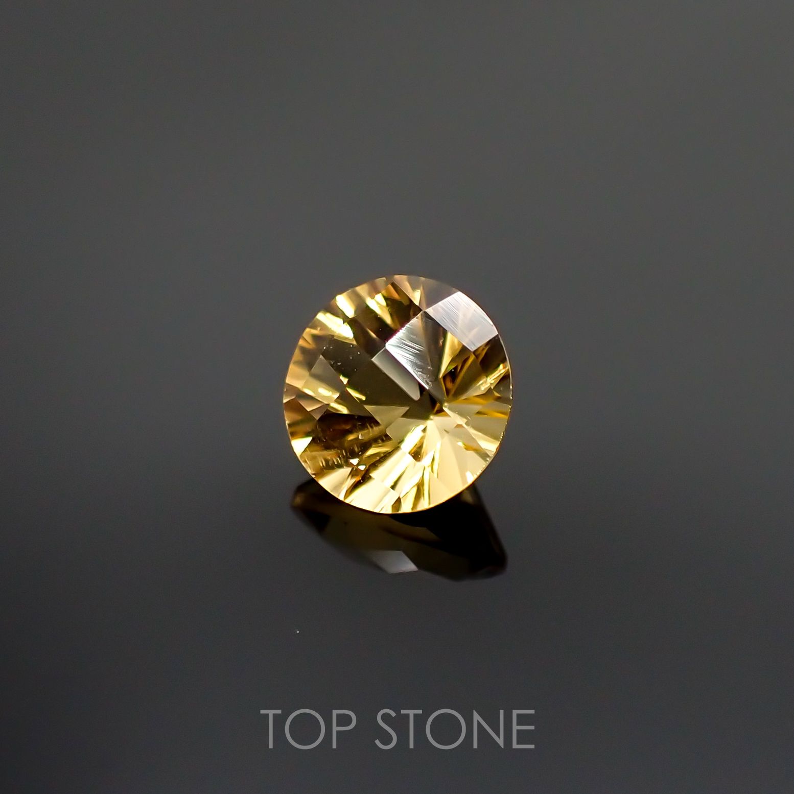 ◇チェッカーコンケーブカット◇シトリン ブラジル産 ルース 1.21ct[210913024]7.1×7.1mm前後