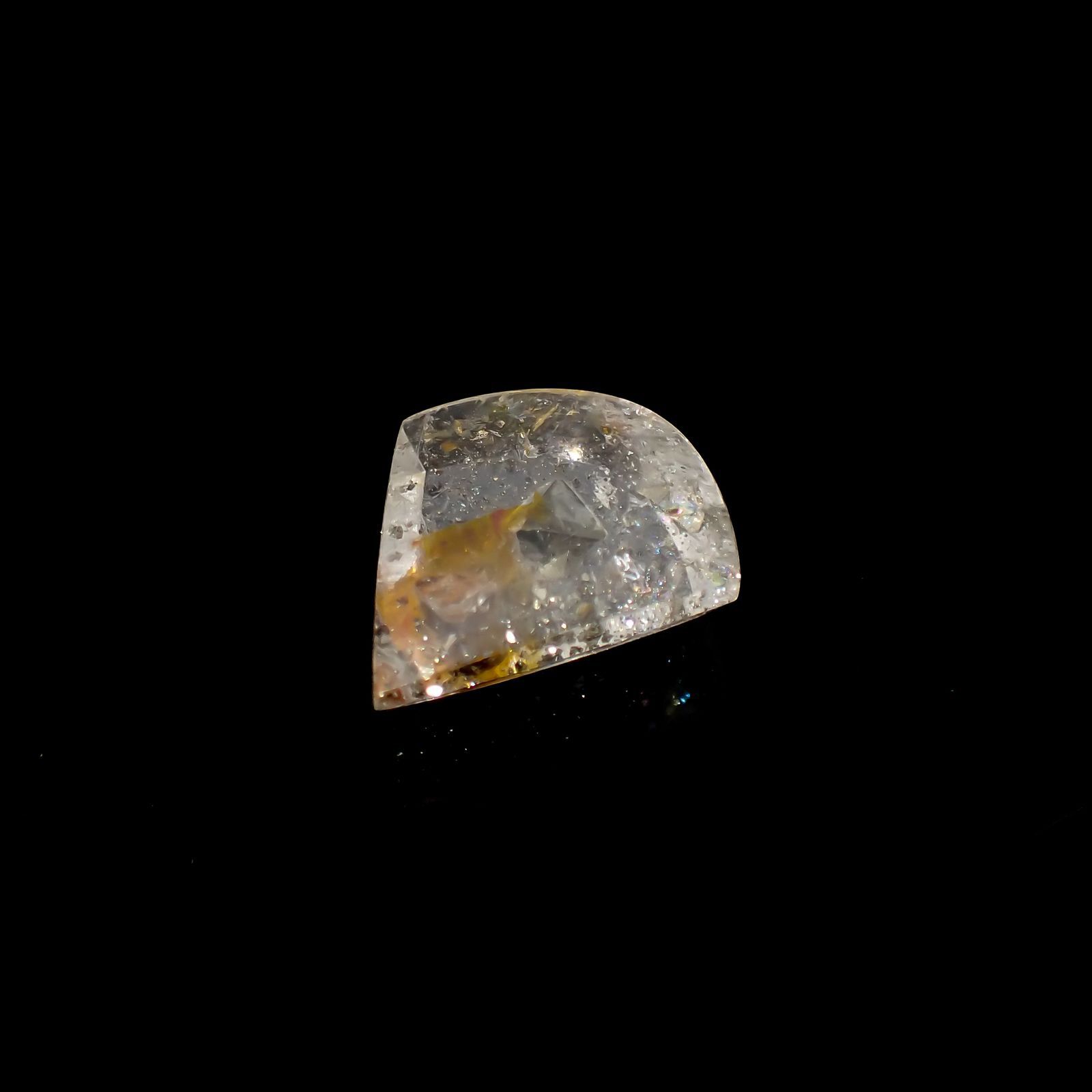 ◇カスタムカット◇パイライトインクォーツ  ブラジル産 14.59ct[220616629]20.7x18.9mm前後