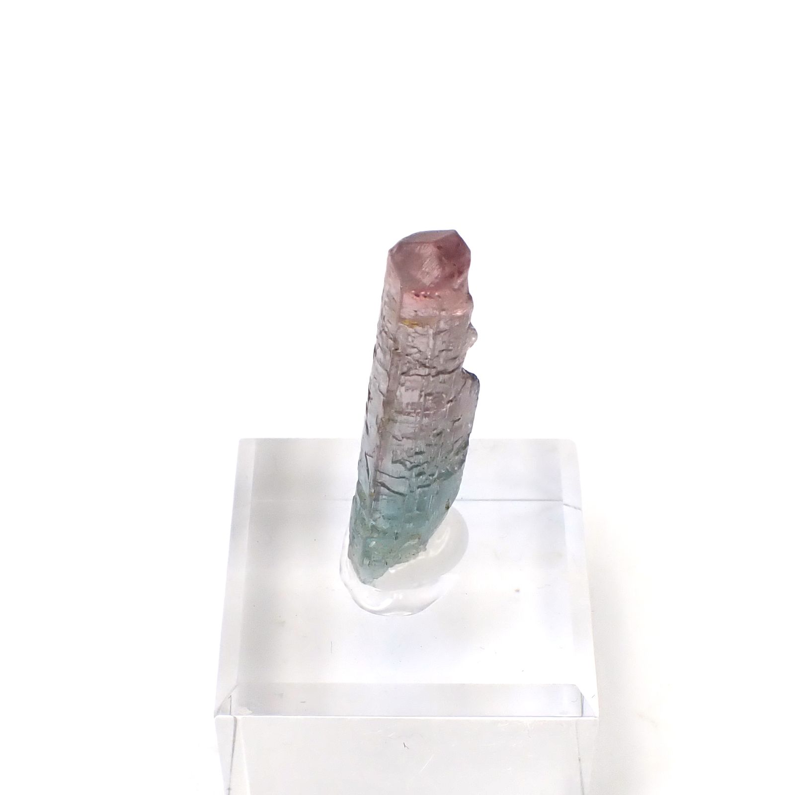 トルマリン柱状結晶原石 ブラジル ミナスジェライス州バーハ・ド・サリナス産 アクリル台座付き 24.45ct(4.89g) / 8.6x9.7x35.9mm前後 [260632364]