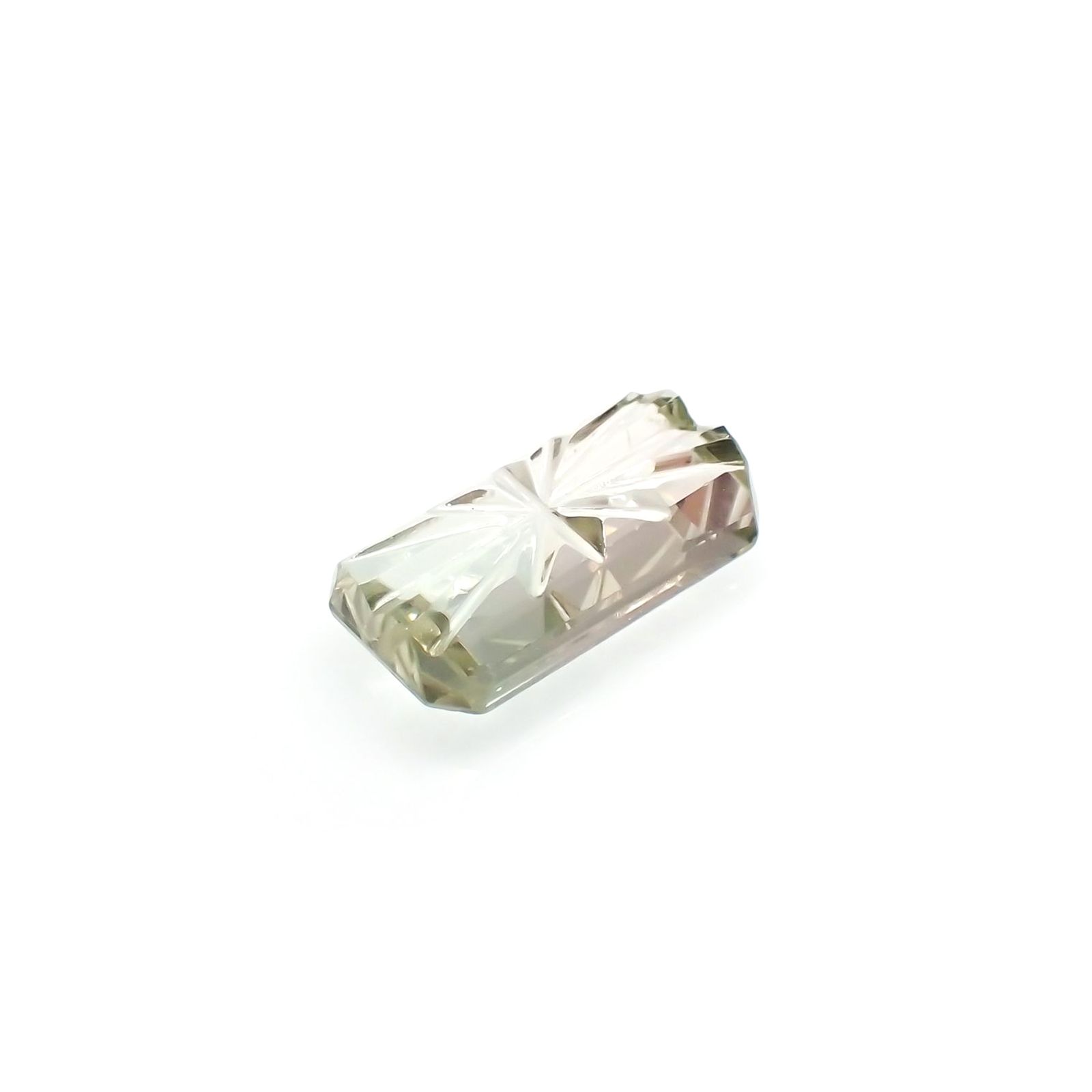 ◇甲州貴石切子Plus Three◇バイカラートルマリン カード付き(宝石名トルマリン)ルワンダ産 2.19ct 識別済[220114591]11.2x6.2mm前後
