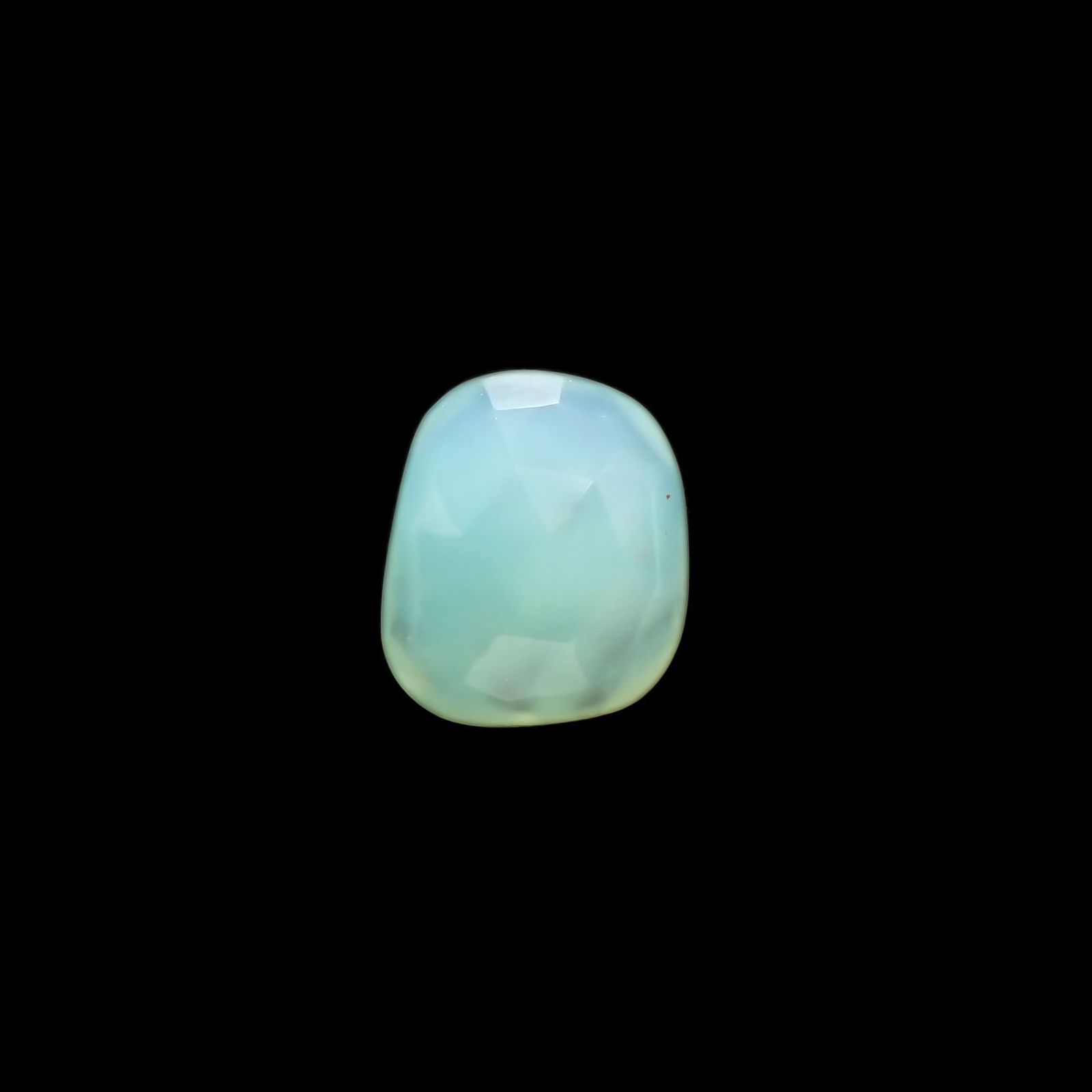 ◇フリーフォーム・ローズカット◇アクアプレーズ(宝石名ブルー グリーン・カルセドニー)南アフリカ産 4.36ct 識別済[230421891]12.6x10.7mm前後