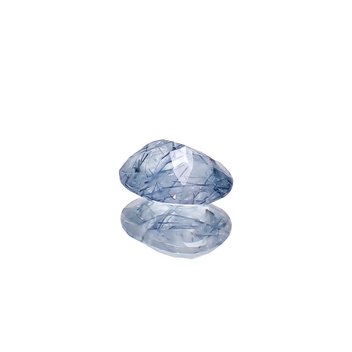 インディゴライトインクォーツ ブラジル産 1.62ct [241229602]8.9x7.1mm前後