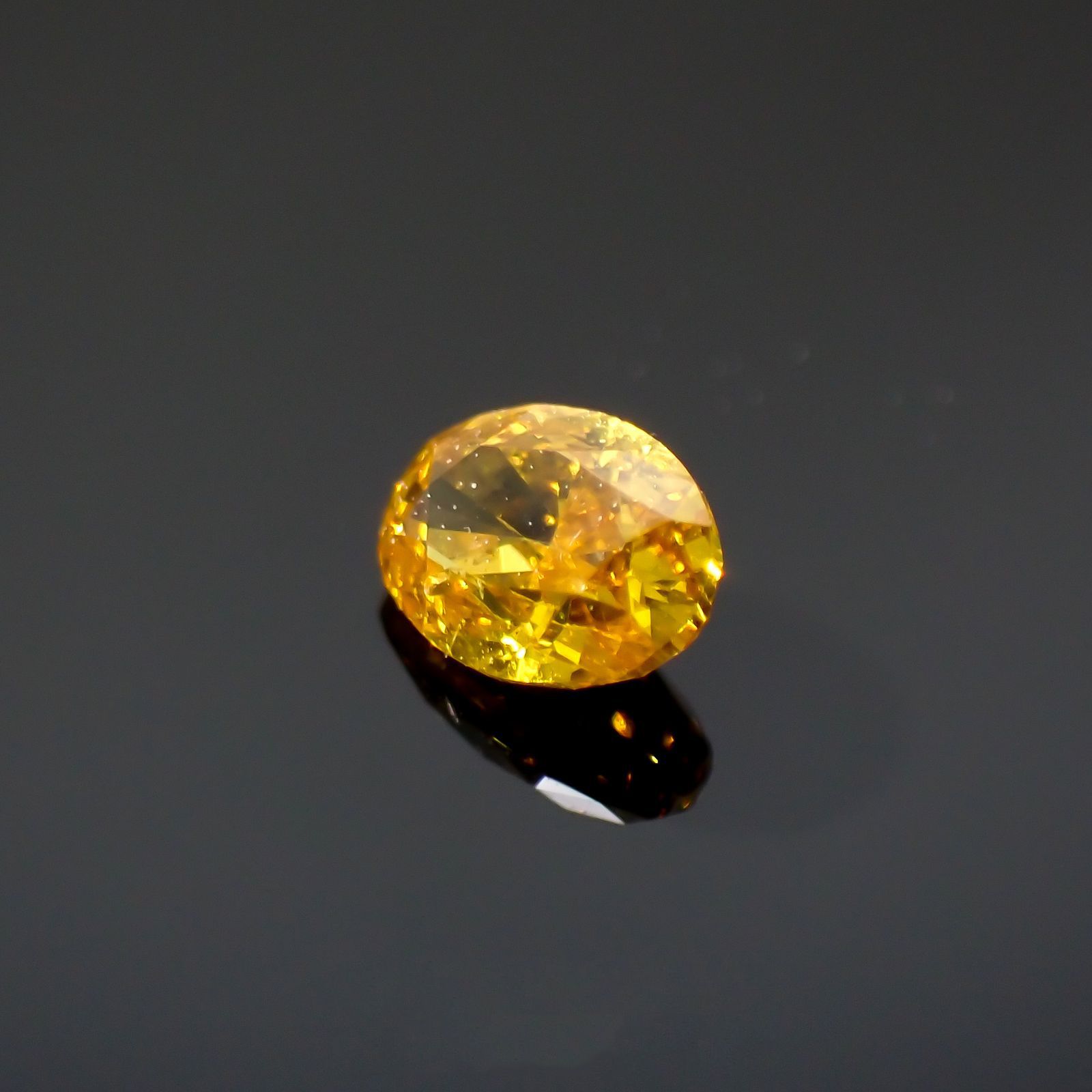 イエローダイヤモンド SI-2 / FANCY DEEP ORANGY YELLOW(宝石名ダイアモンド) 0.124ct ソ付(CGL)[220115142]3.49x2.6mm前後