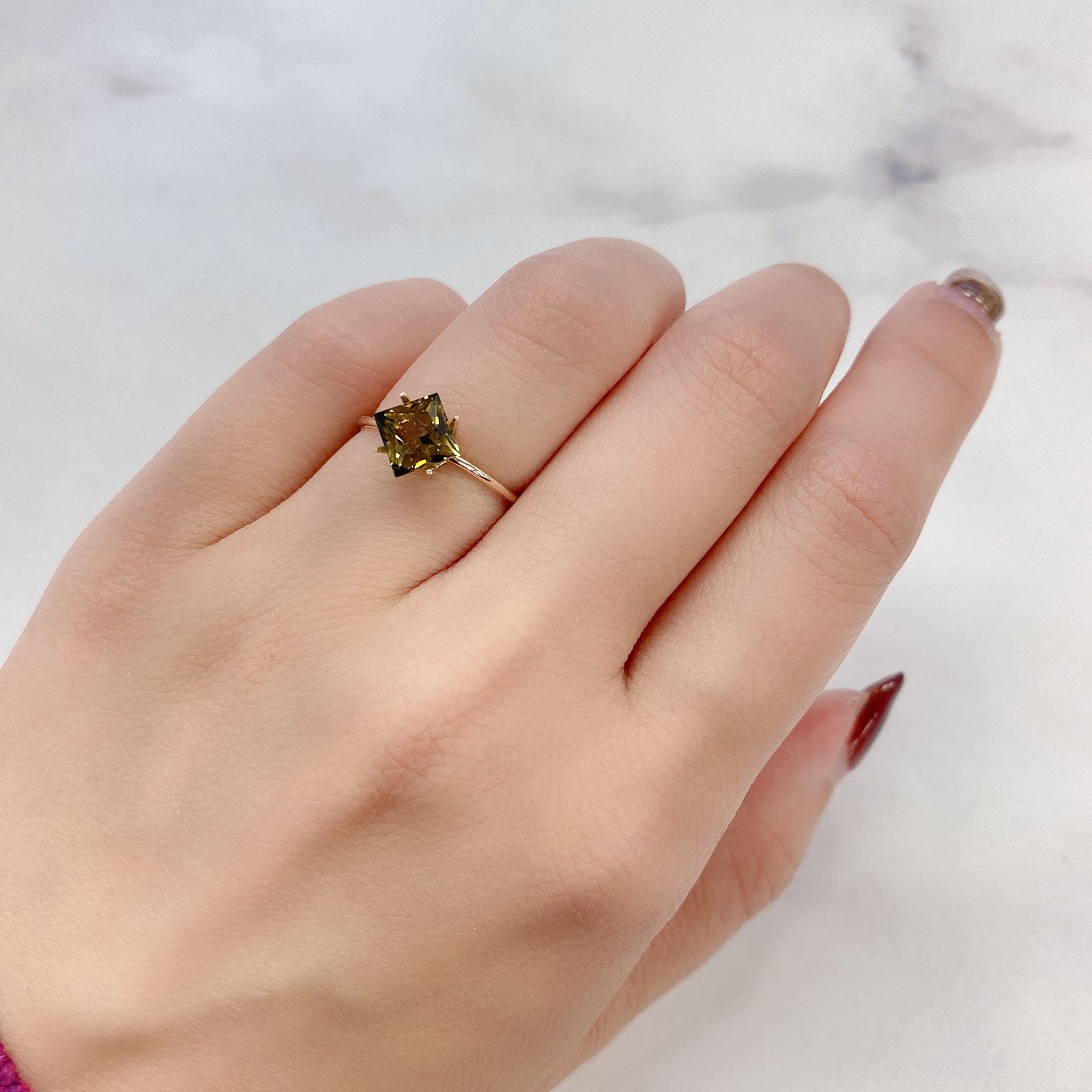 ◇プリンセスカット◇オレンジトルマリン(宝石名トルマリン)ブラジル産 1.32ct 識別済[231225191]6x6mm前後
