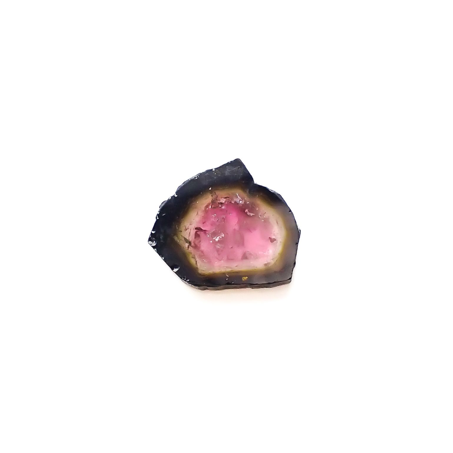 ウォーターメロントルマリン 原石スライス(宝石名トルマリン)ブラジル産 5.26ct 識別済[231023794]13.4x12mm前後