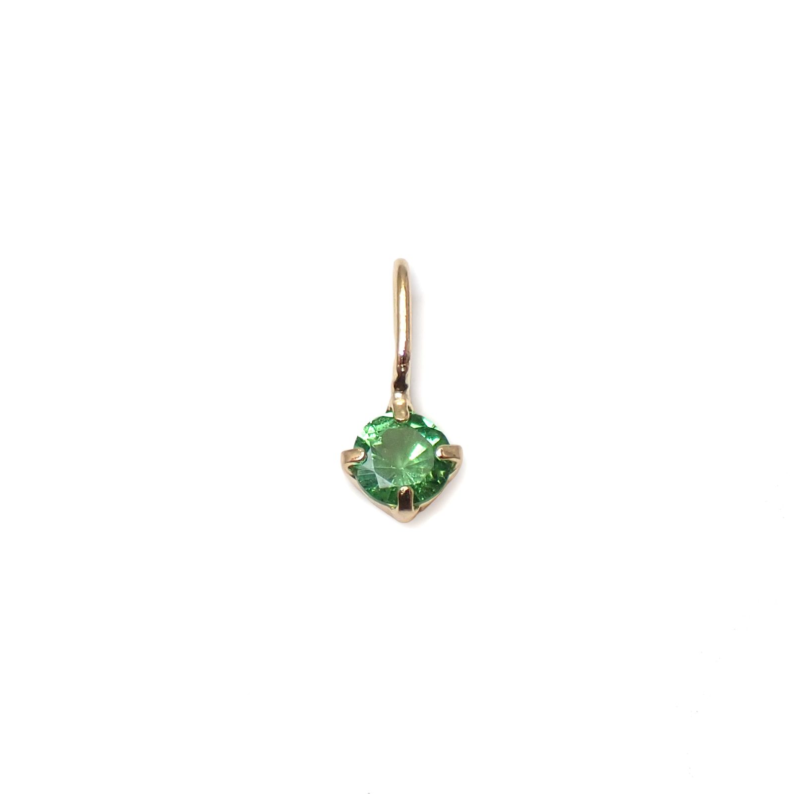 ◇K18 Petitデザイン限定品◇一粒石ジュエリー | ツァボライト 3mm [チャーム/ペンダントトップ※チェーン別売り]