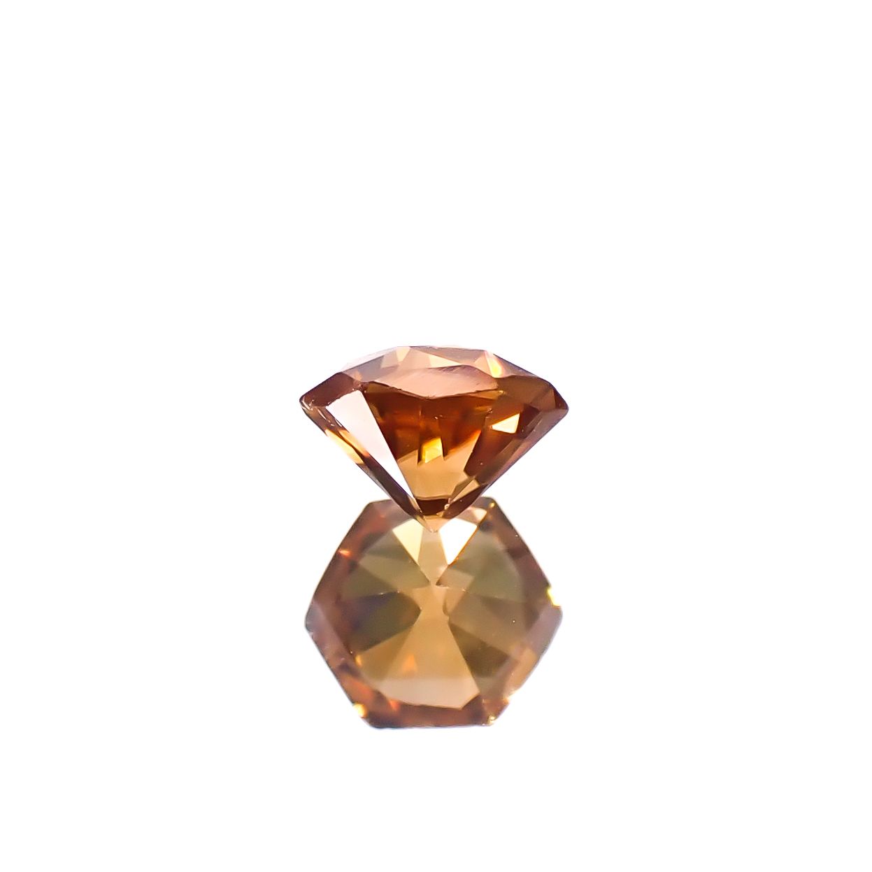 ◇ヘキサゴンカット◇オレンジジルコン(宝石名ジルコン)スリランカ/カンボジア産 0.42ct 識別済[241129492]3.8x3.8mm前後