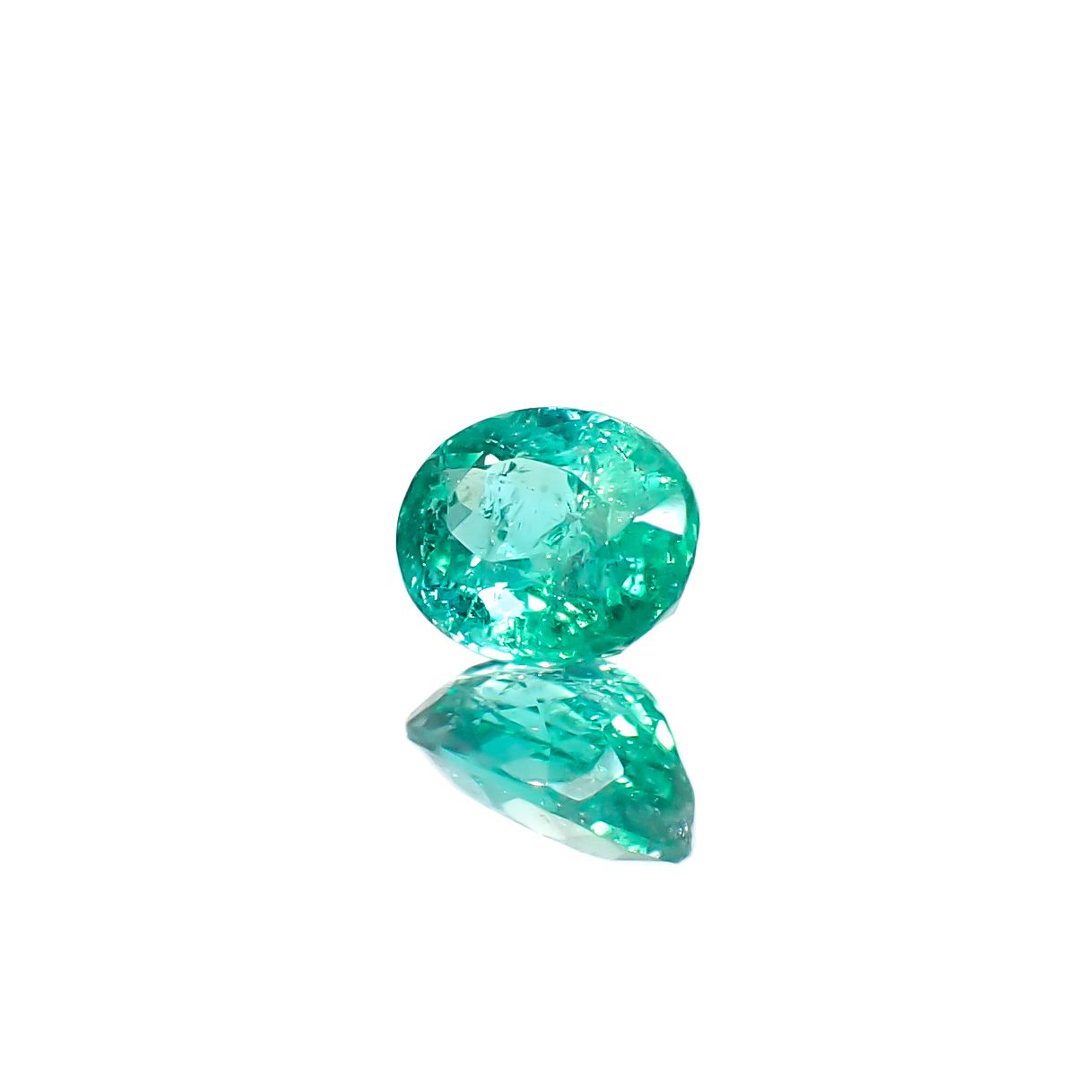 パライバトルマリン(宝石名トルマリン/別名パライバ・トルマリン)ブラジル・キントス鉱山産 0.405ct ソ付(宝貴協)[241229538]5.02x4.05mm前後