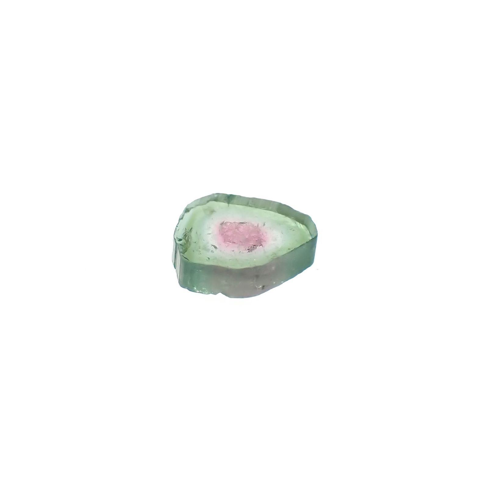 ウォーターメロントルマリン 原石スライス コンゴ民主共和国産 1.64ct[230321307]8.6x8.4mm前後