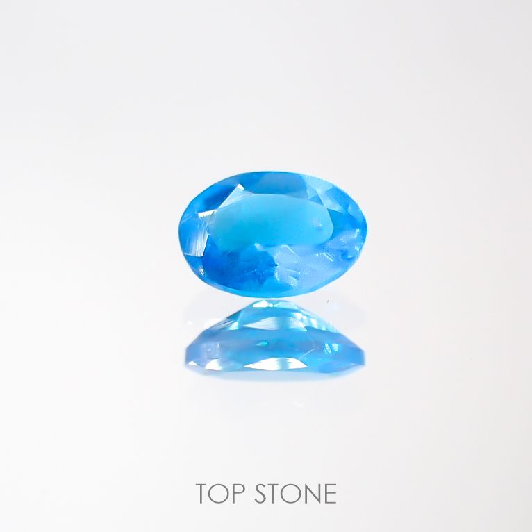 ネオンブルーアパタイト(宝石名アパタイト) マダガスカル産 0.41ct 識別済[211013052]5.7×3.9mm前後