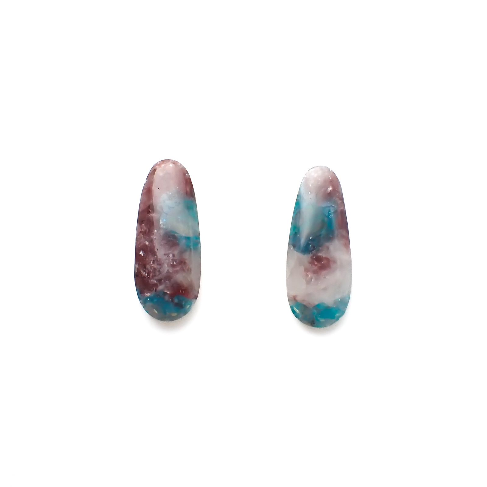 ◇リバーシブル・ペアセット◇バイカラーパライバトルマリンインクォーツ ブラジル産 12.78ct(2pcs合計)[231224453]23.8x9.6-9.7mm前後