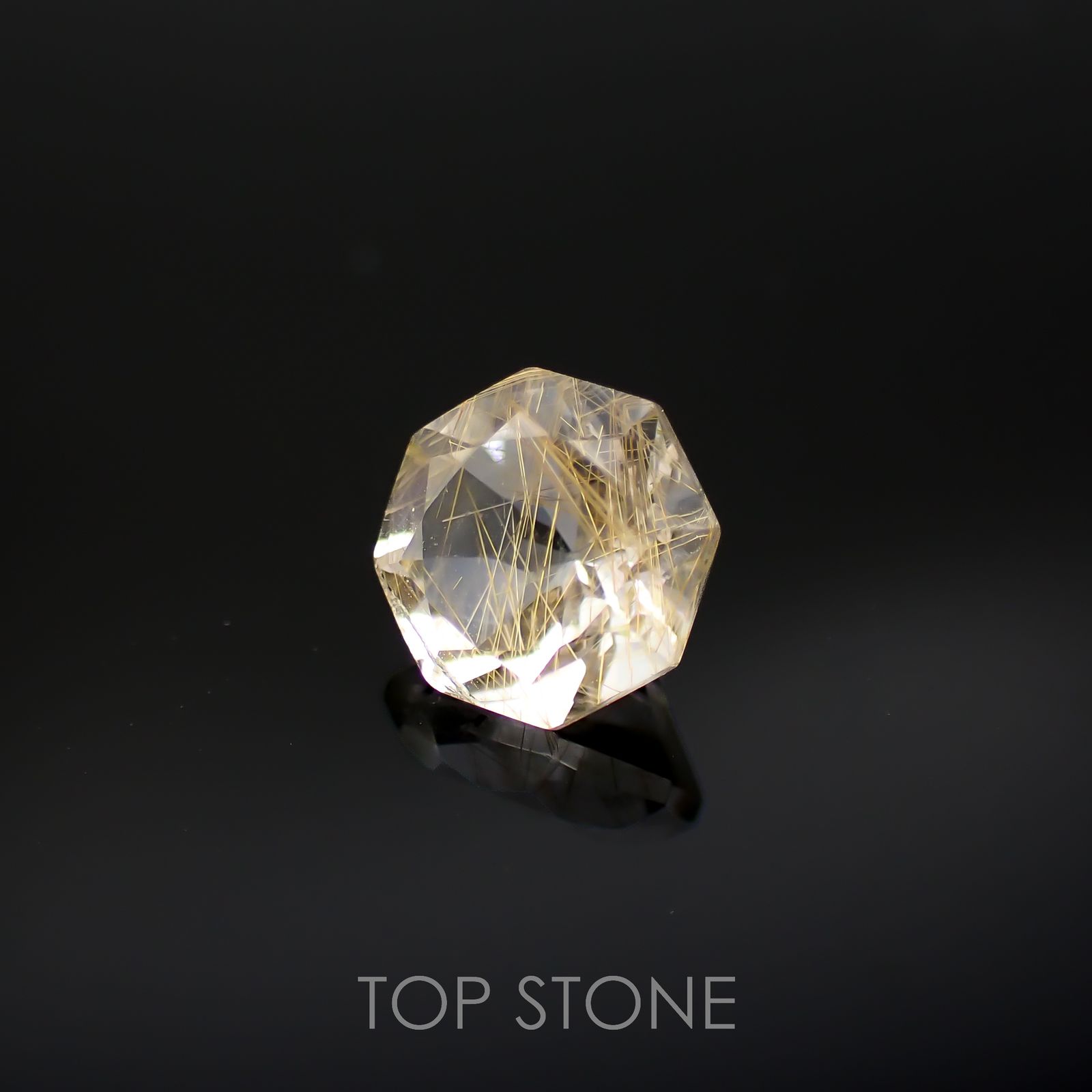 ◇オクタゴンカット◇ルチルクォーツSA(宝石名ルチルレイテッド・クォーツ)ブラジル産 0.94ct 識別済[220817467]6.1x6.1mm前後