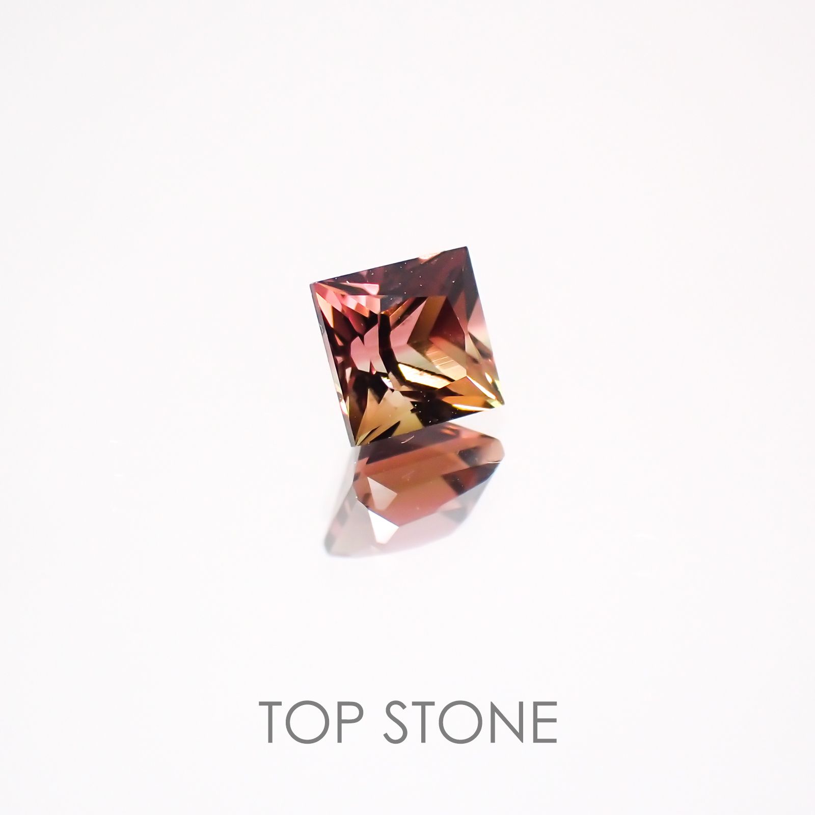 ◇プリンセスカット◇バイカラートルマリン ブラジル産 ルース 0.44ct[21018907]3.9×3.9mm前後