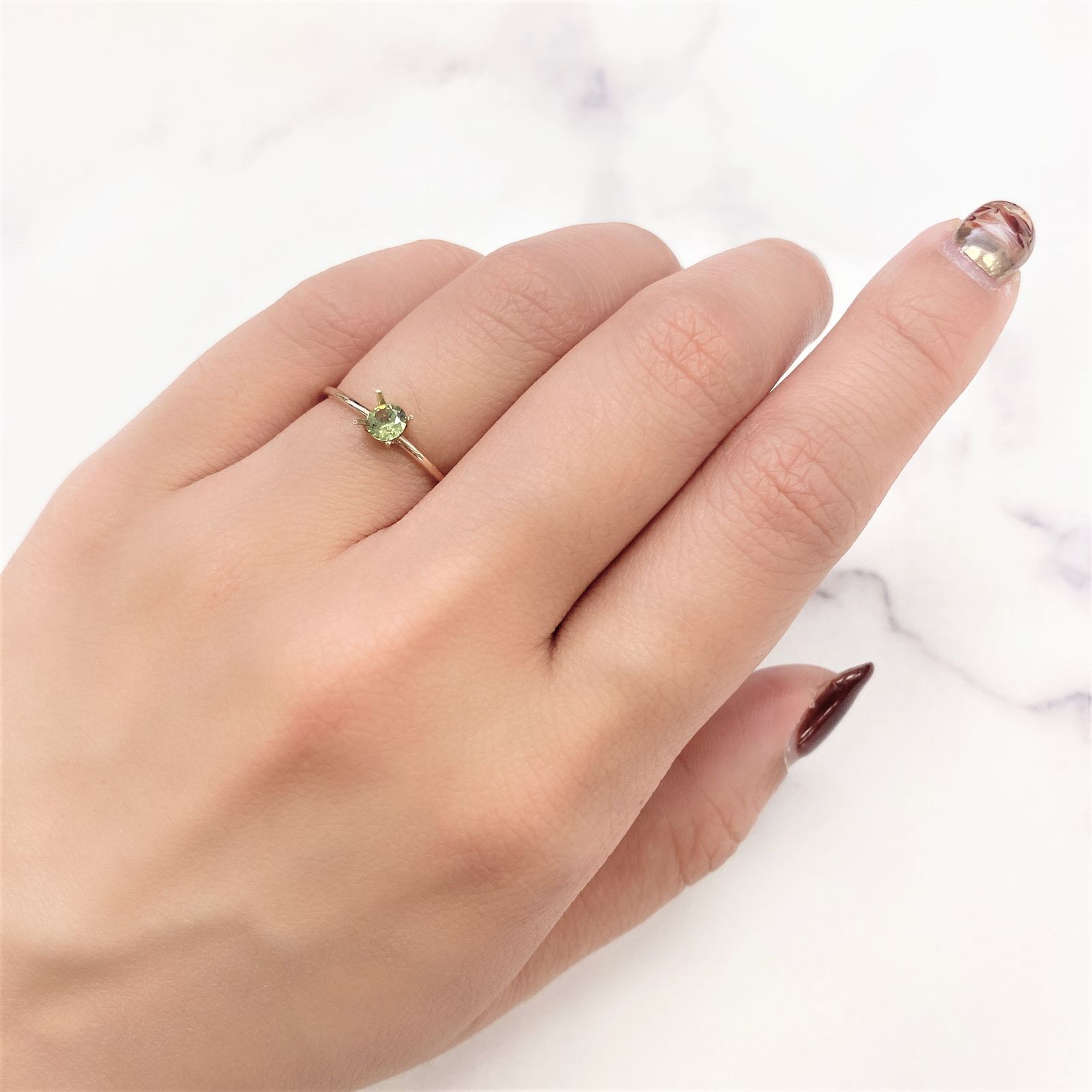 デマントイドガーネット(宝石名デマントイド・ガーネット)ロシア産 0.24ct 識別済[220717101]3.8x3.8mm前後