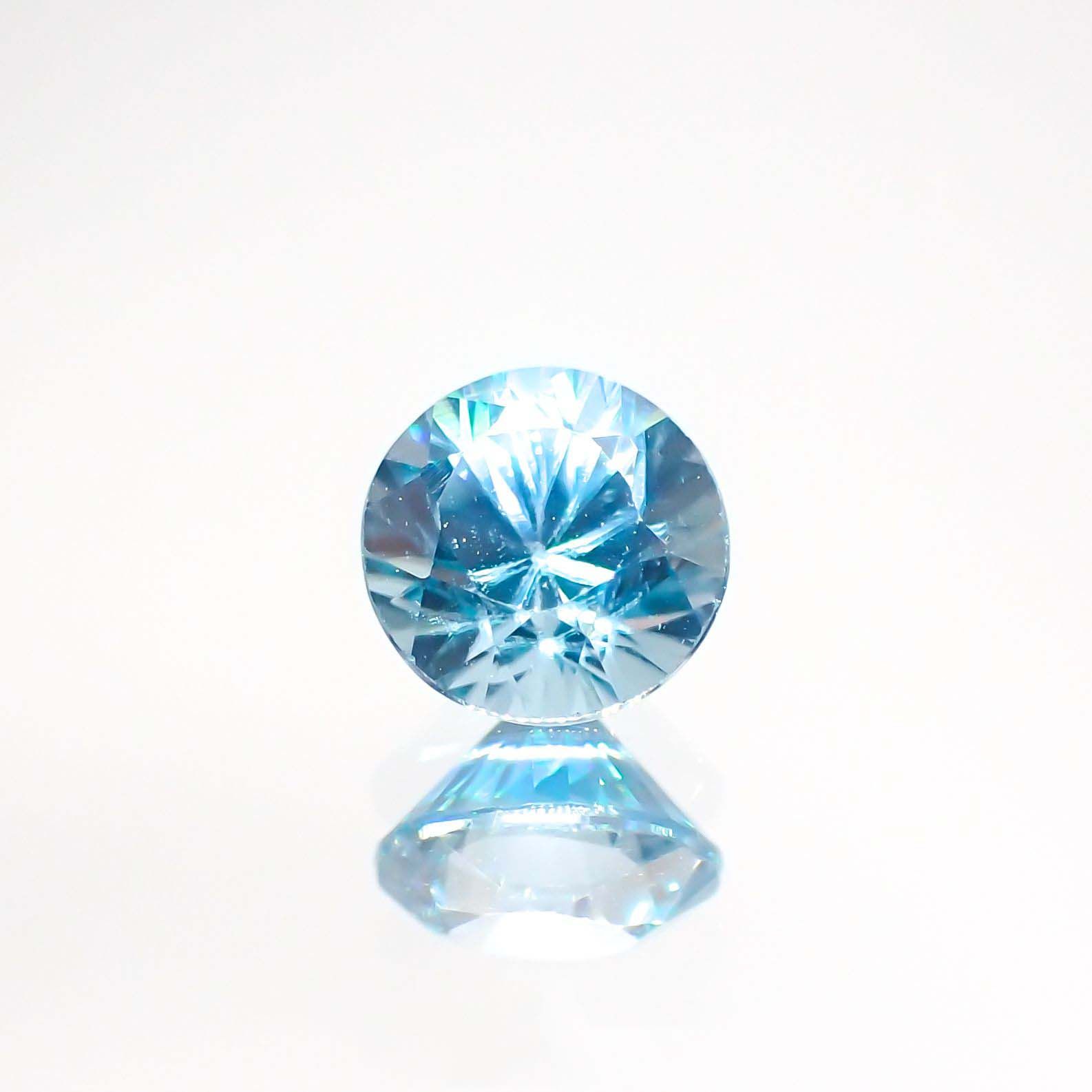 ブルージルコン(宝石名ジルコン) カンボジア産ス 1.25ct 識別済[211013438]5.9×5.8mm前後