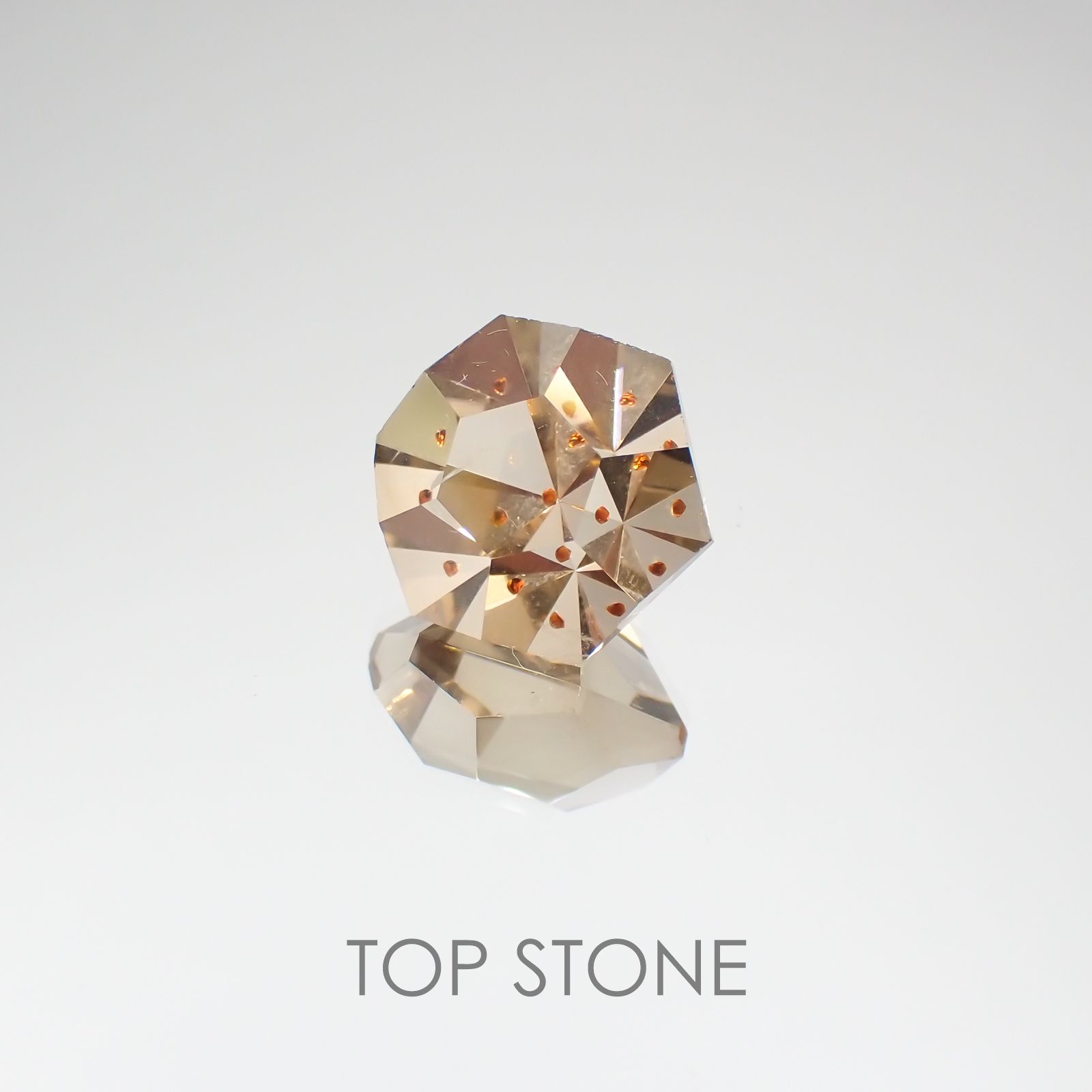 ◇ヘキサゴンカット◇ガーネットインスモーキークォーツ ブラジル産 ルース 13.75ct[210410529]13.8×13.7mm前後