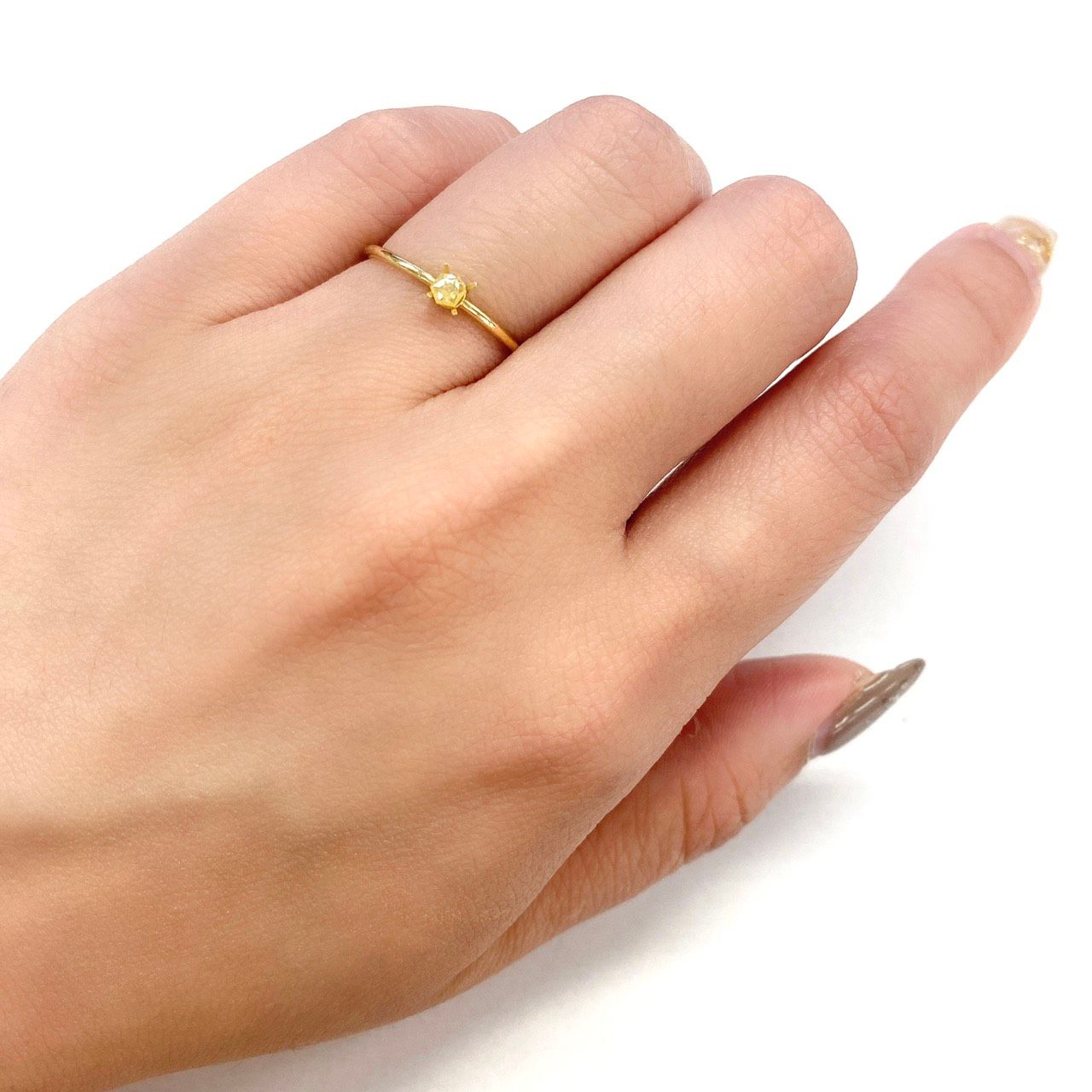 ◇ヘキサゴンアンティークカット◇イエローダイヤモンド ルース 0.08ct[210611061]2.6×2.6mm前後