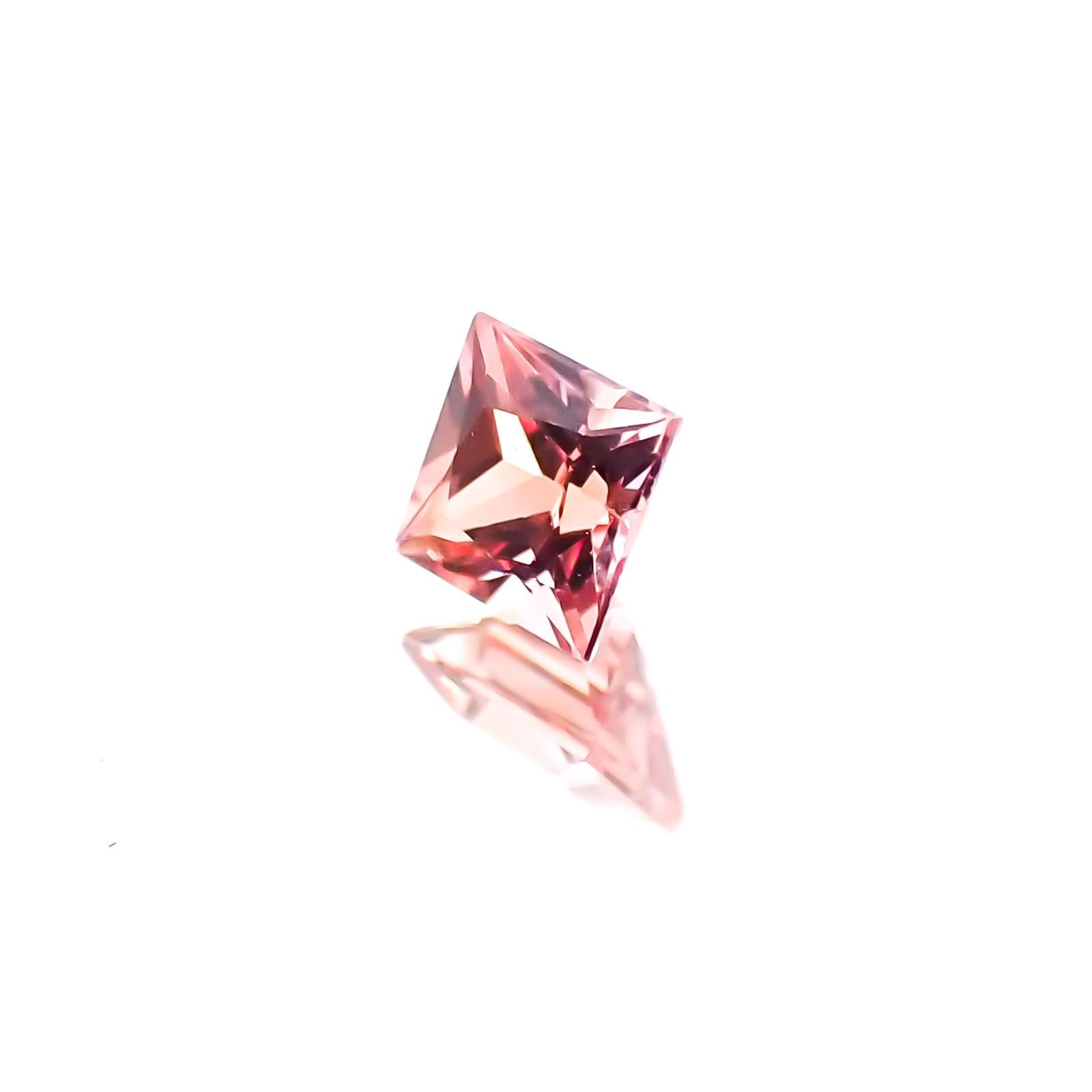 ◇プリンセスカット◇パパラチャサファイア ソーティング付き スリランカ産 ルース 0.135ct[20117821]2.6×2.6mm前後
