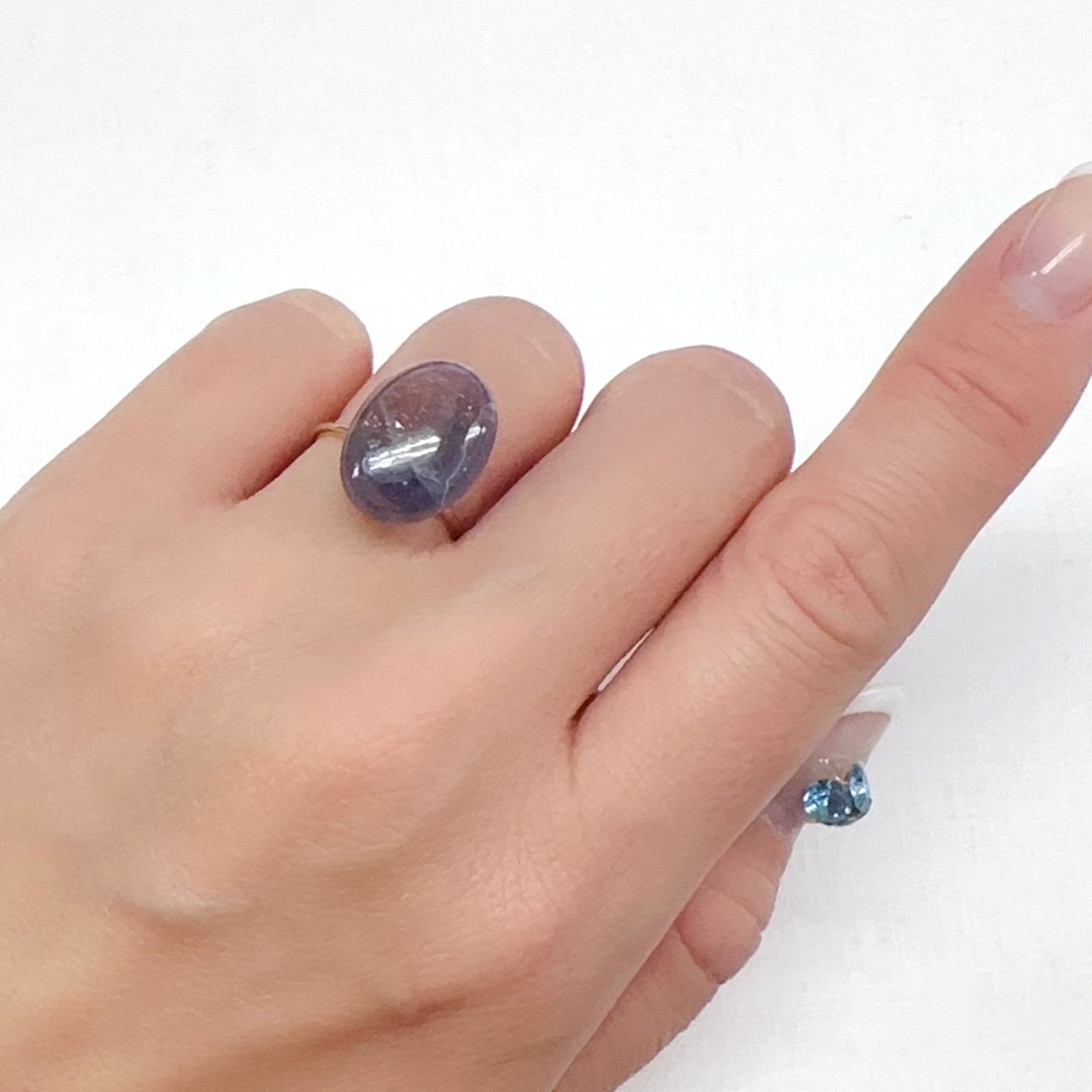 ブラッドショットアイオライト インド産 6.64ct[240226179]16.3x12mm前後