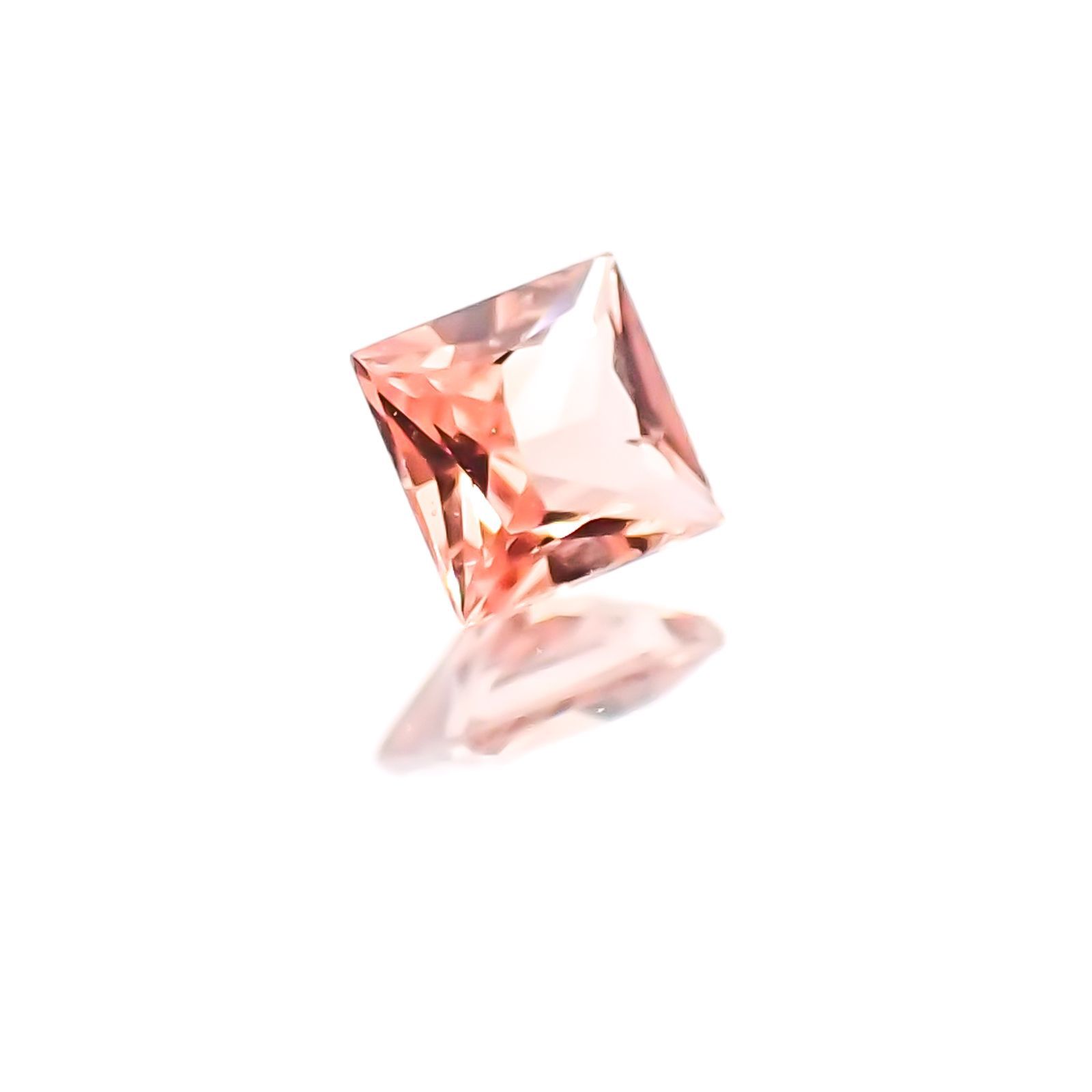 ◇プリンセスカット◇パパラチャサファイア ソーティング付き スリランカ産 ルース 0.096ct[20117825]2.6×2.5mm前後