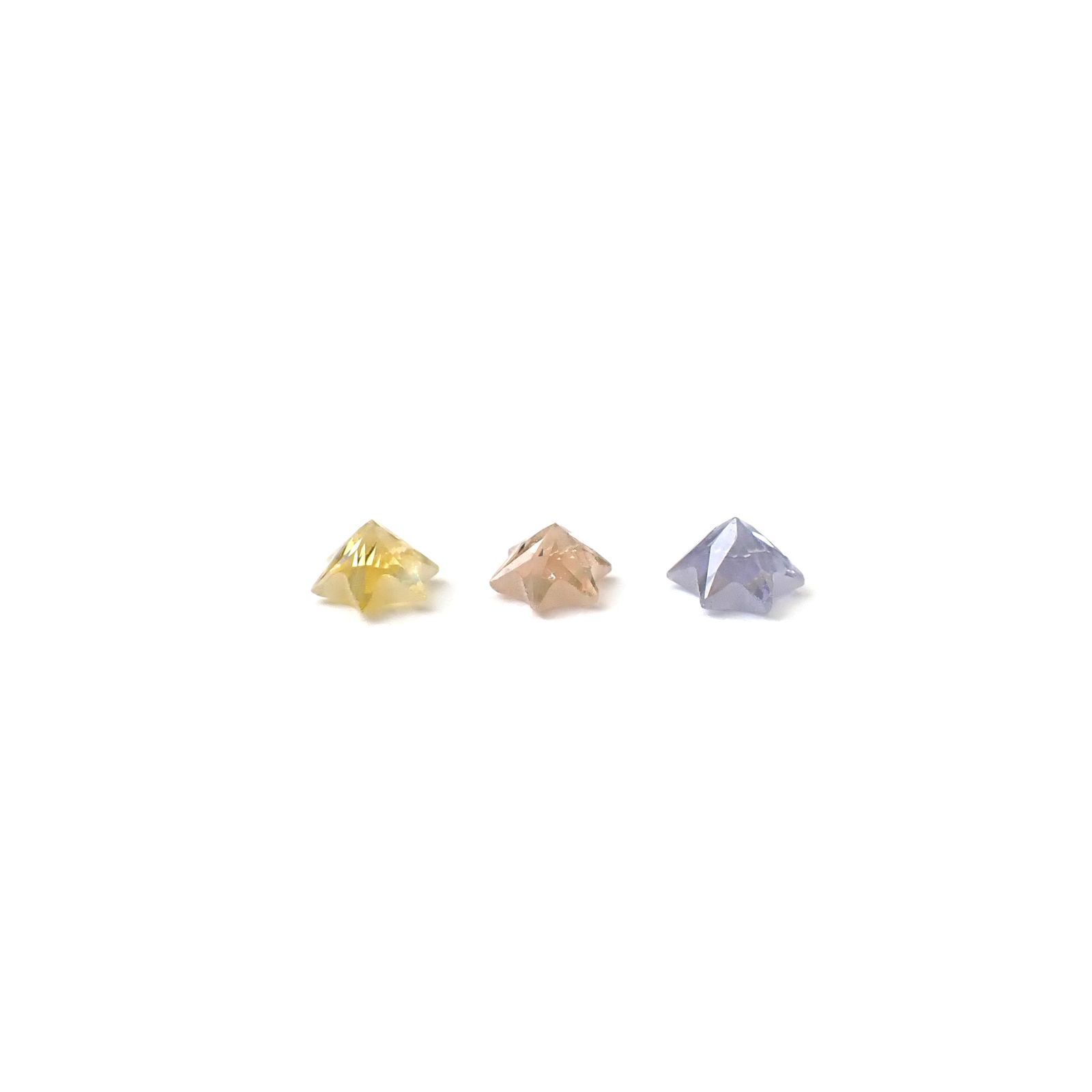 ◇カスタムカット◇サファイア カラーグラデーション3個セット スリランカ/マダガスカル産 0.27ct(3pcs合計) / 3.0-3.2x3.0-3.2mm前後 [260632327]