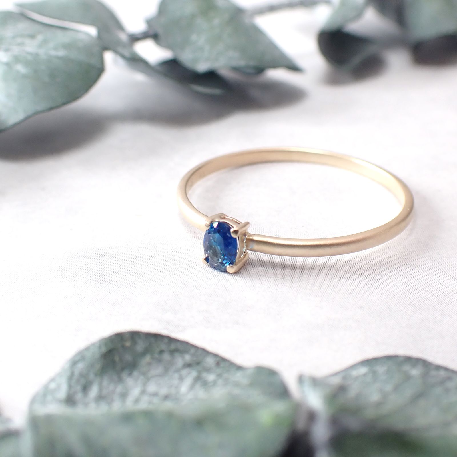 リング空枠：石留め▶ユークレース（お客様製作例）