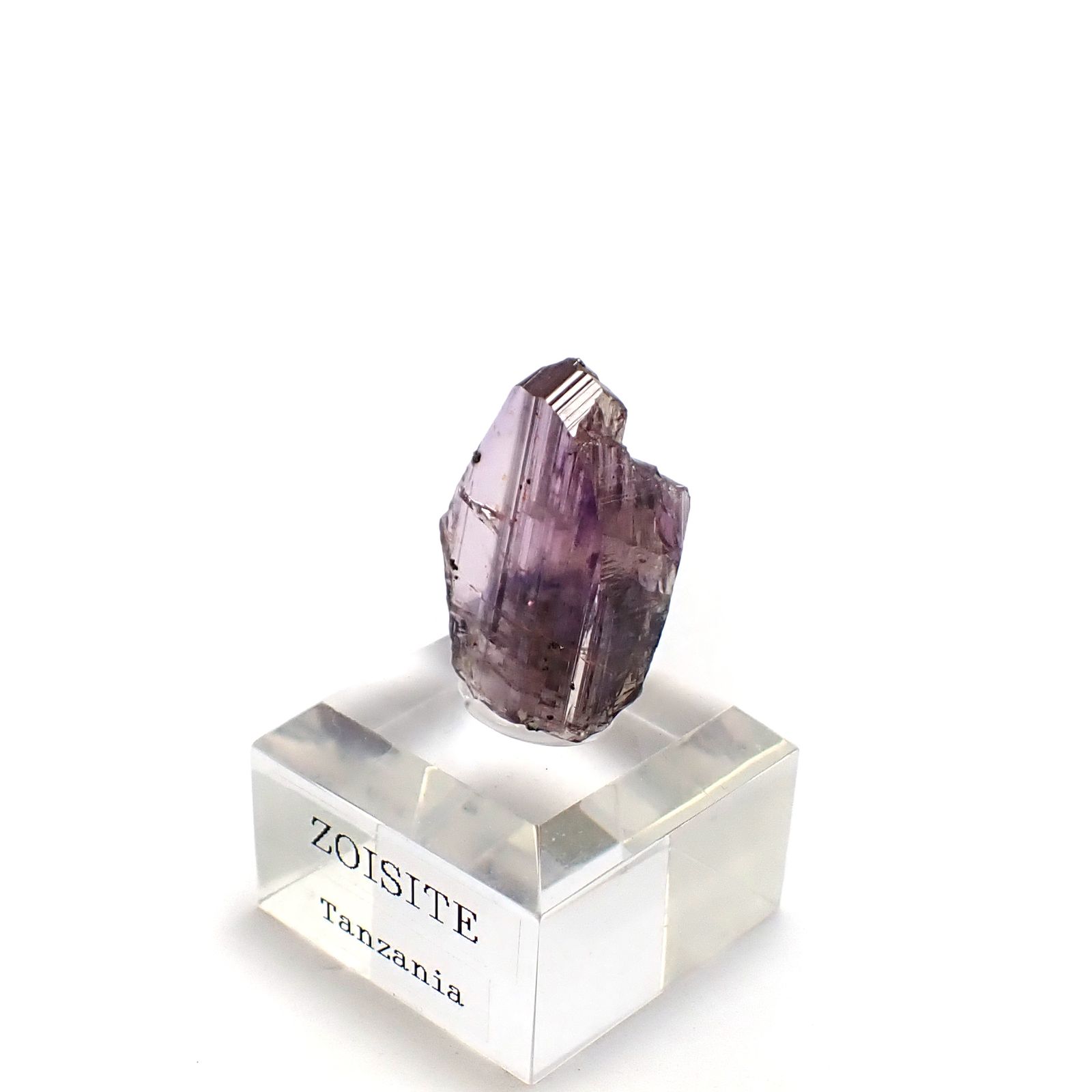 バイカラーゾイサイト原石 タンザニア産 アクリル台座付き 36.32ct(7.26g) / 11x17.9x26.5mm前後 [260632370]
