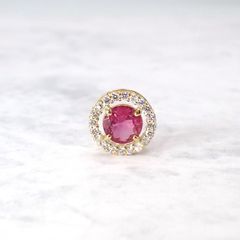 ◇K18 Briller（ブリエ）◇ダイヤモンド×ピンクトルマリン | 8.5mmタイプ [取り巻きデザインチャーム/ペンダントトップ※チェーン別売り]