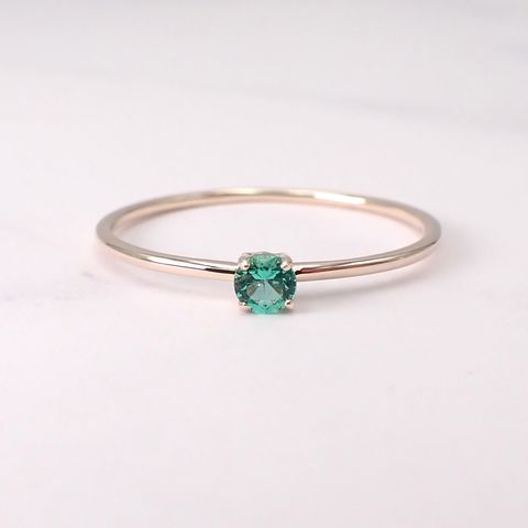 リング空枠：石留め▶ノンオイルエメラルド（お客様製作例）